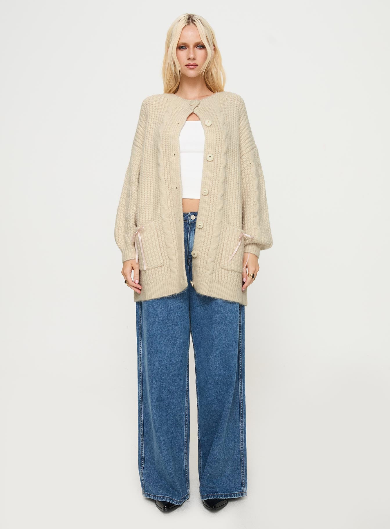 Cameliah Knit Cardigan Cream - Image 6