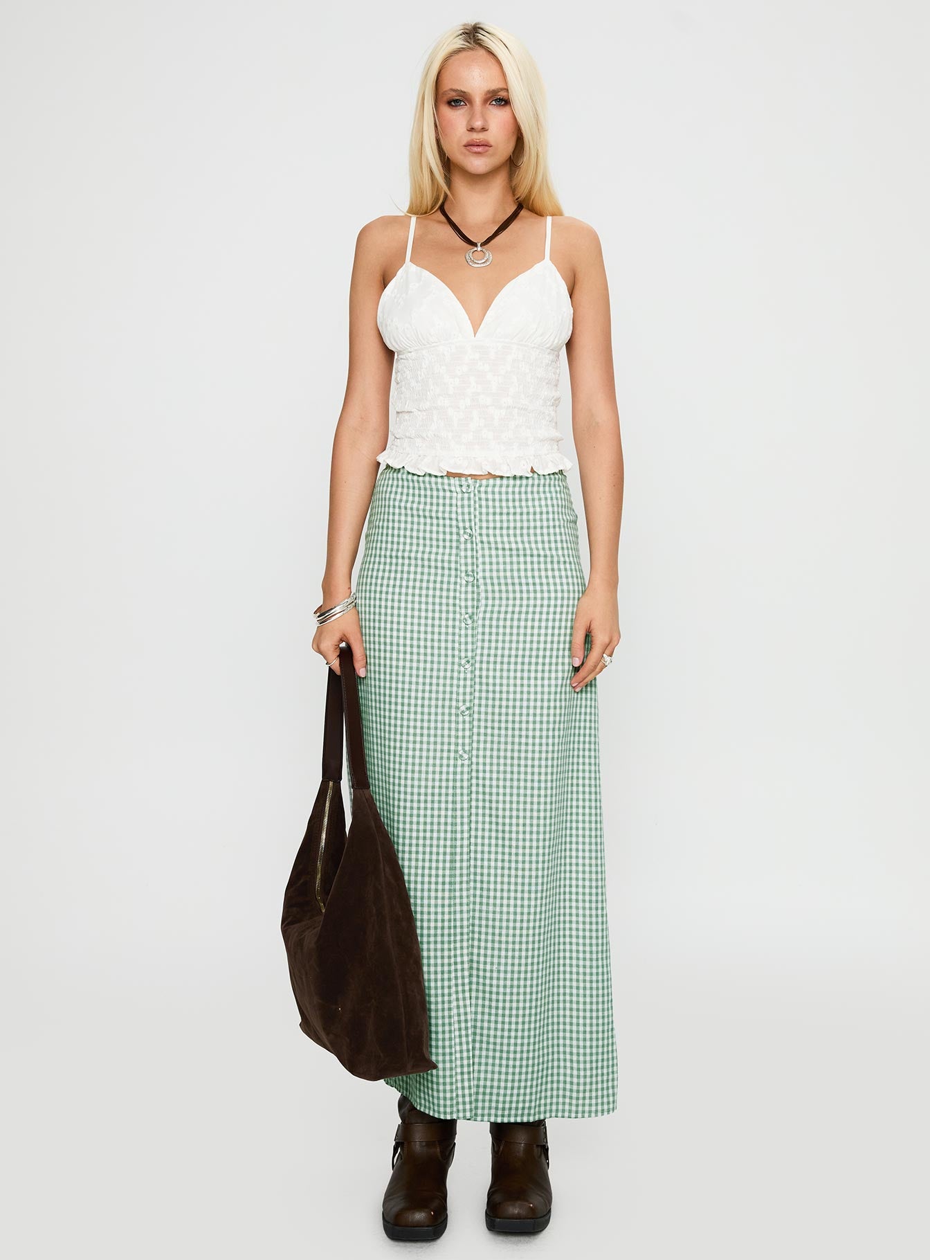 Macadamia Maxi Skirt Green / White - Image 7