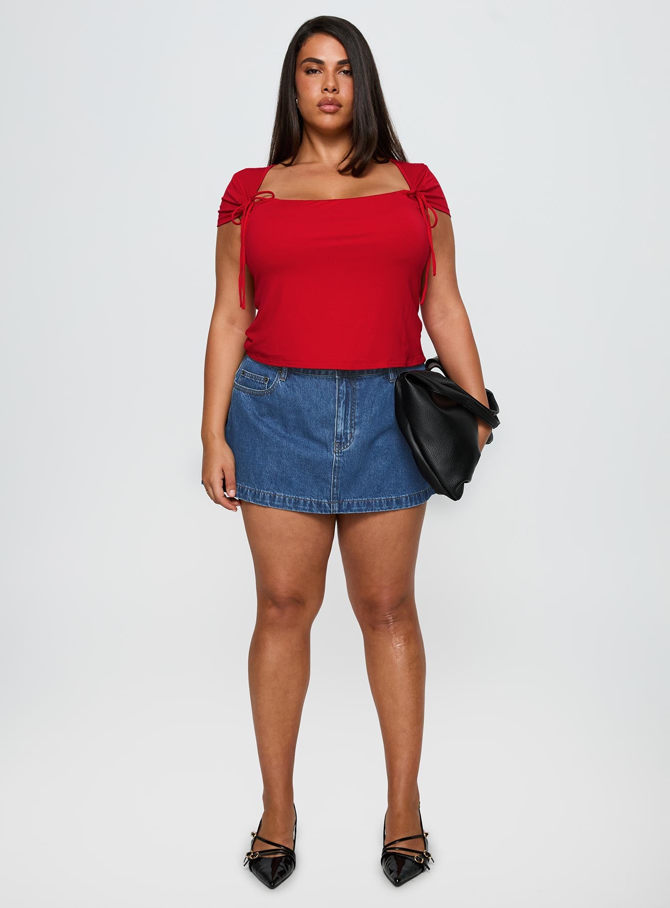 Nicolina Low Rise Denim Mini Skirt Light Wash Curve - Image 6