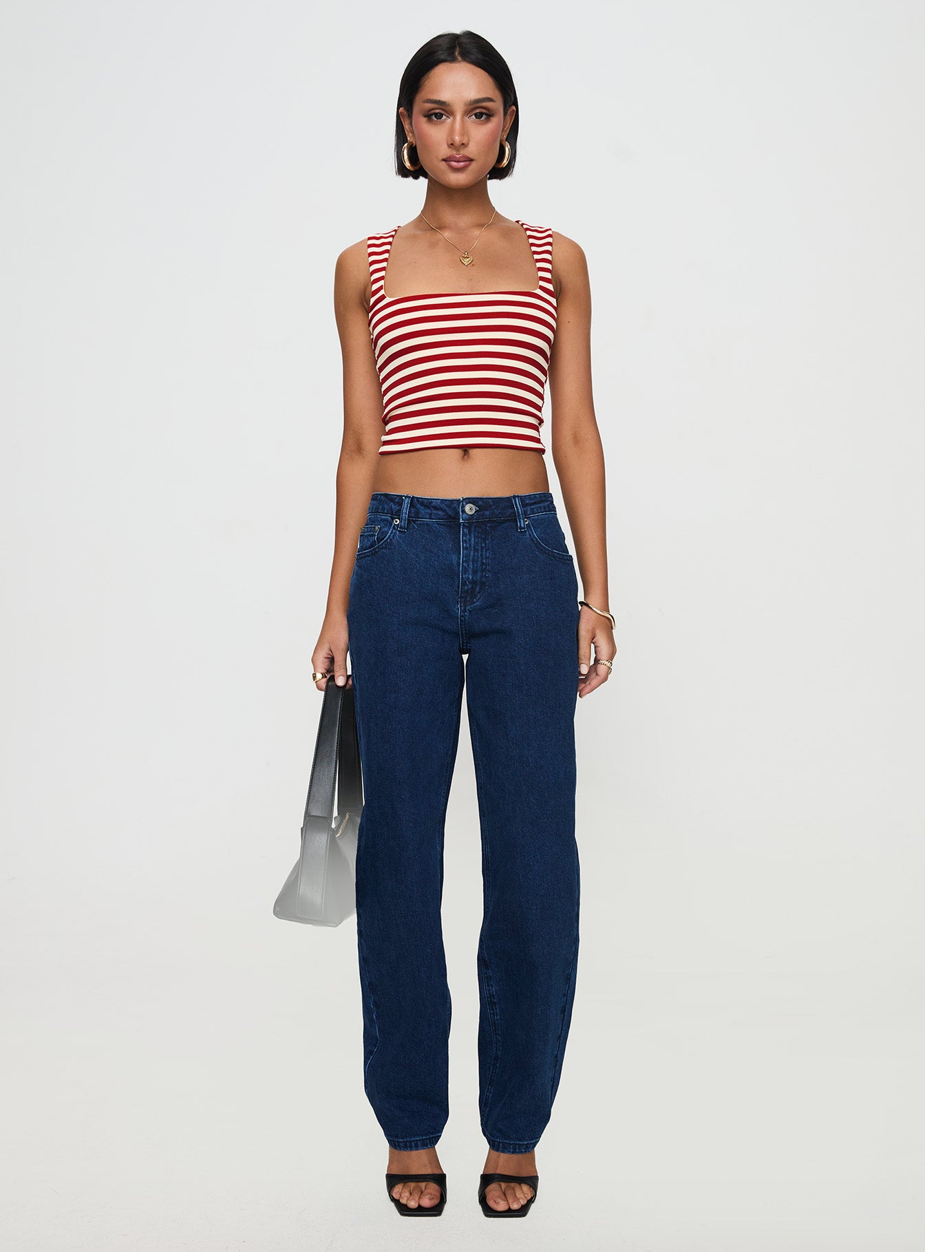 Britta Mid Rise Tapered Leg Jeans Dark Wash - Image 7