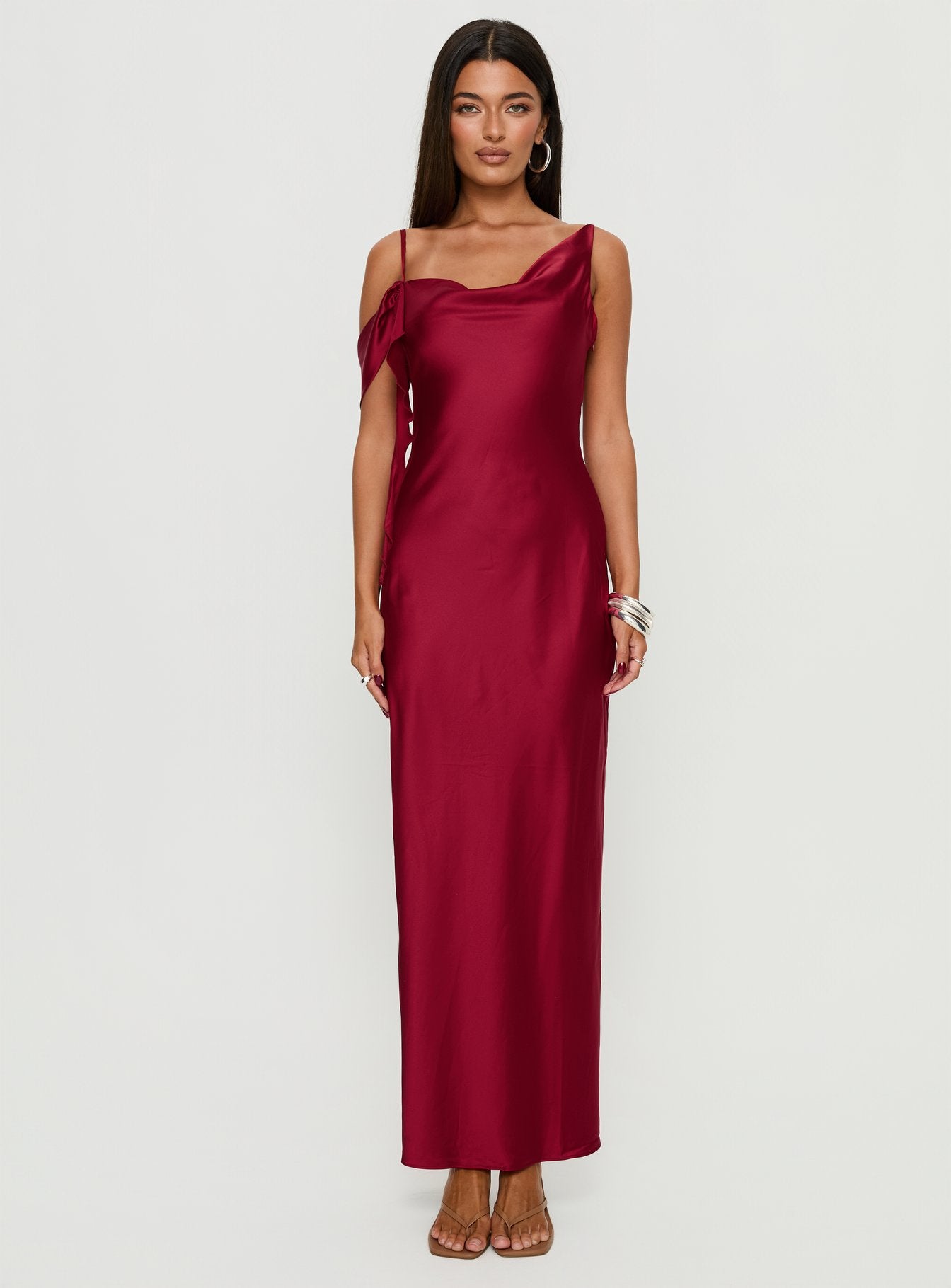 Silah Cowl Neck Maxi Dress Red - Image 6