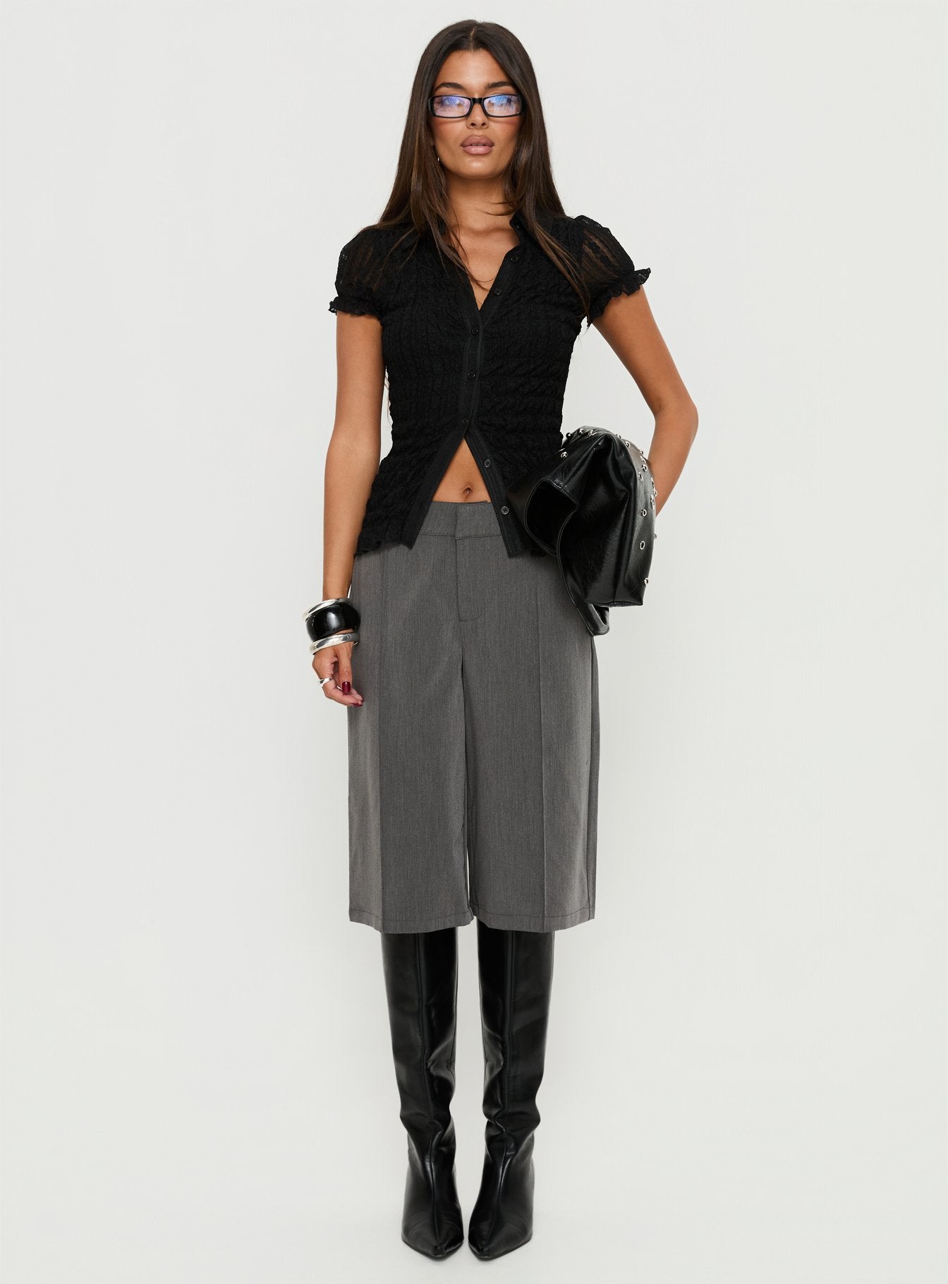 Melaniya Button Up Top Black - Image 6