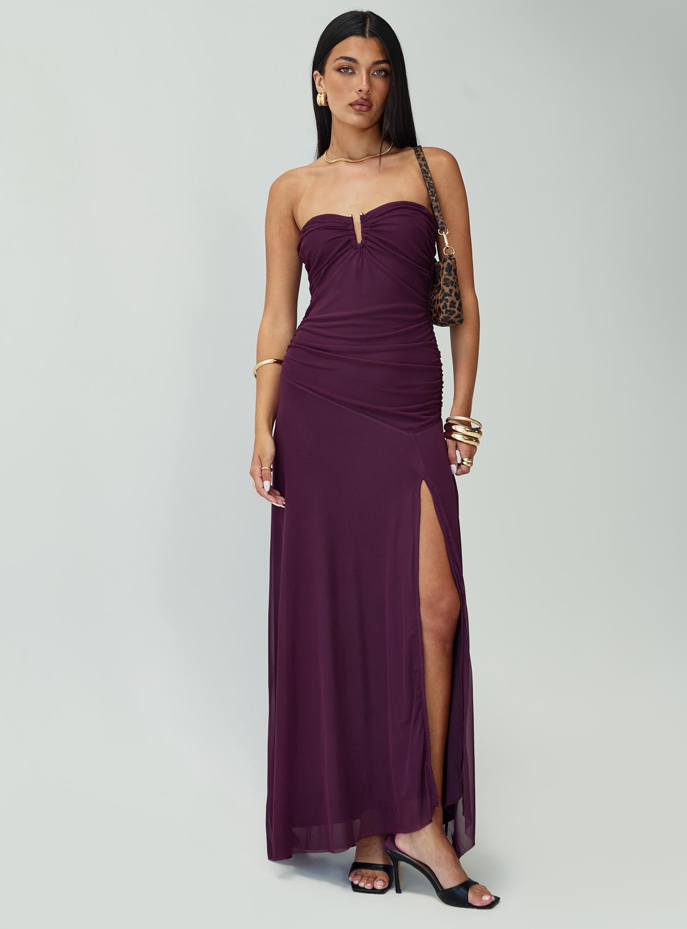 Barbarella Strapless Maxi Dress Purple - Image 6