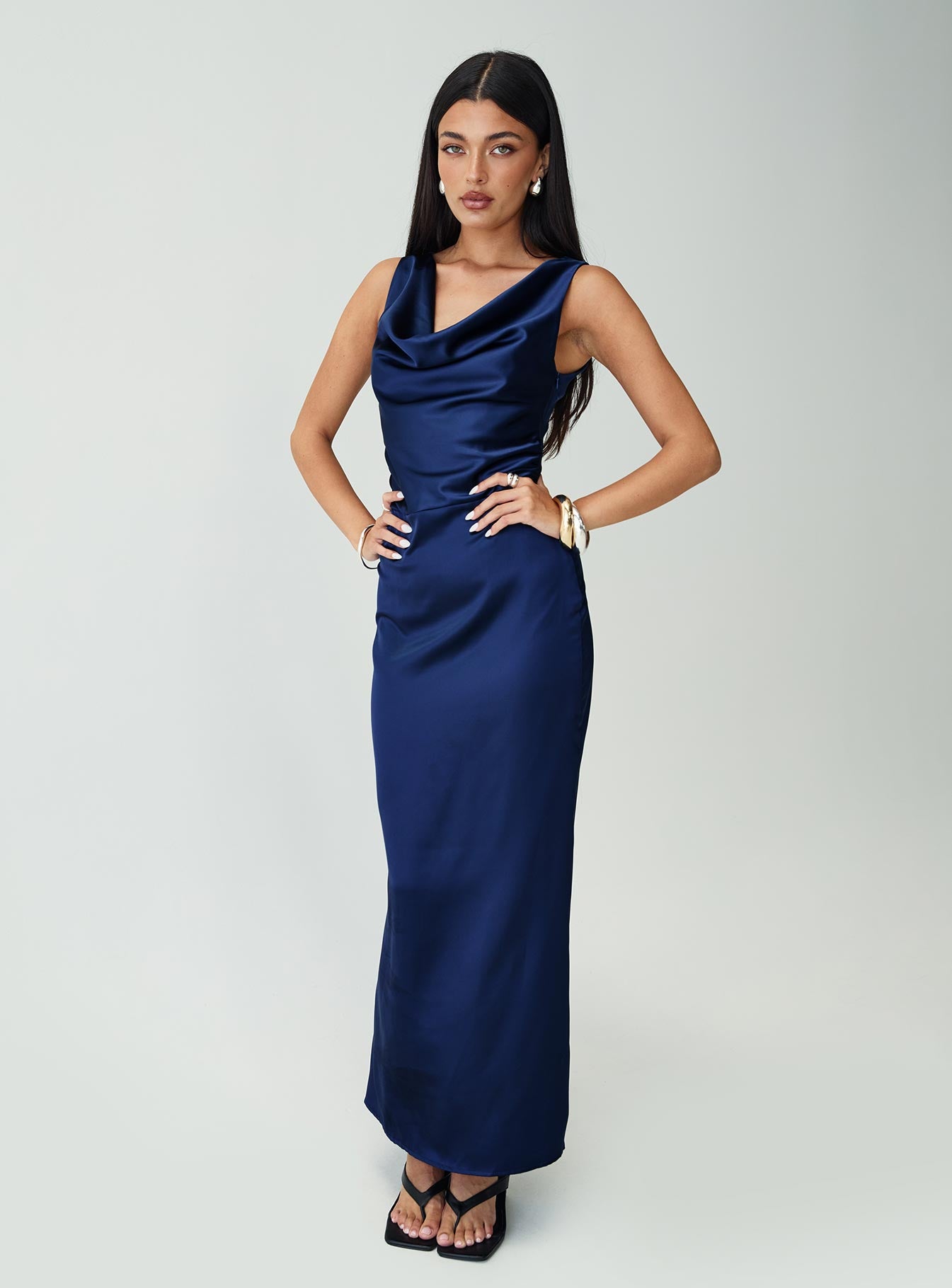 Soprano Plunge Maxi Dress Navy - Image 6
