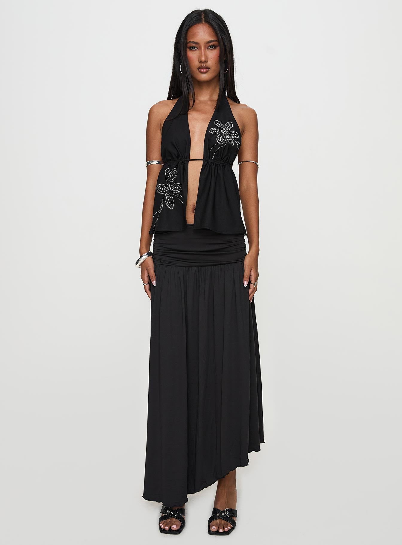 Gezabele Asymmetrical Maxi Skirt Black - Image 6