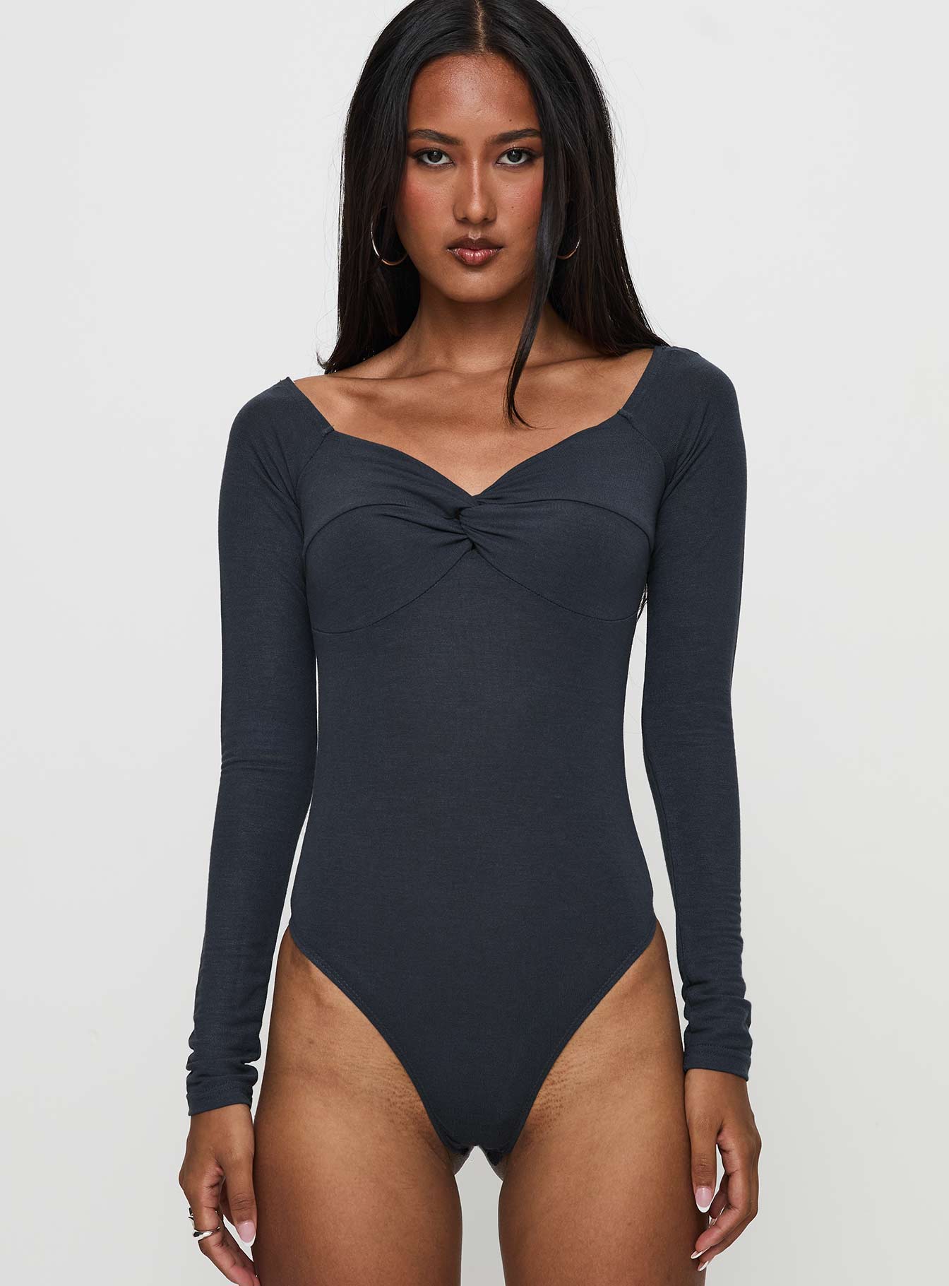 Heart Mend Long Sleeve Off The Shoulder Bodysuit Blue - Image 6