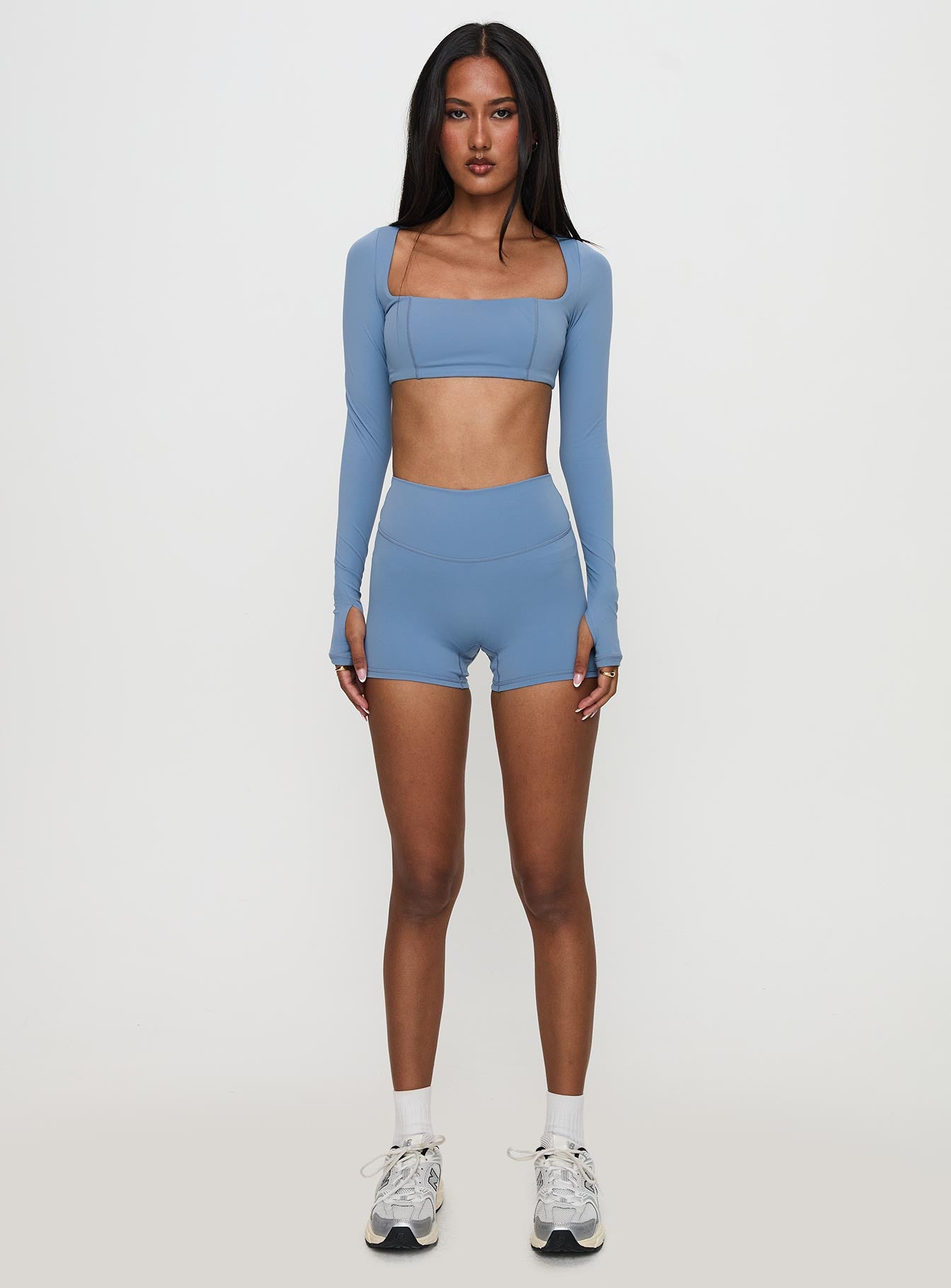 Set Point Active Square Neck Long Sleeve Top Blue - Image 5