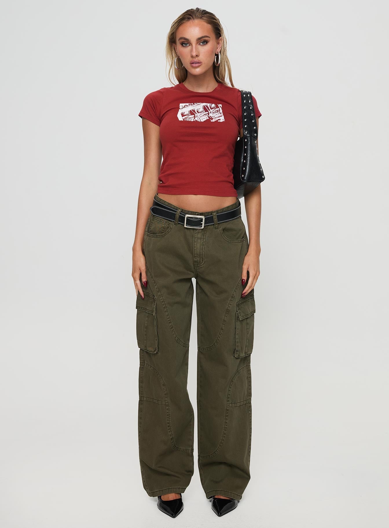 Ahstin Mid Rise Straight Leg Cargo Jeans Green Petite - Image 7