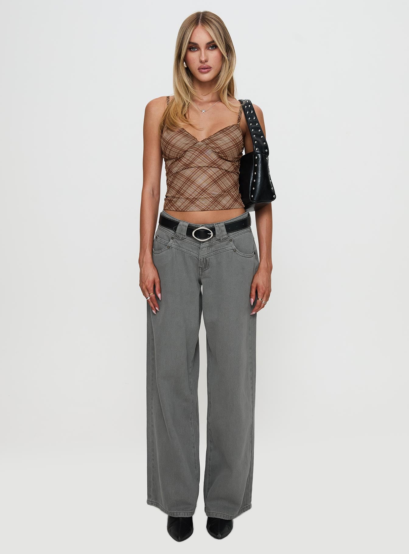 West Side Mid Rise Wide Leg Jeans Grey Wash - Image 11