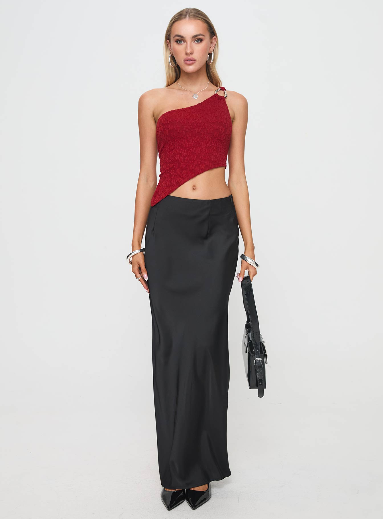 Toomba One Shoulder Top Blurred Lace Red - Image 6