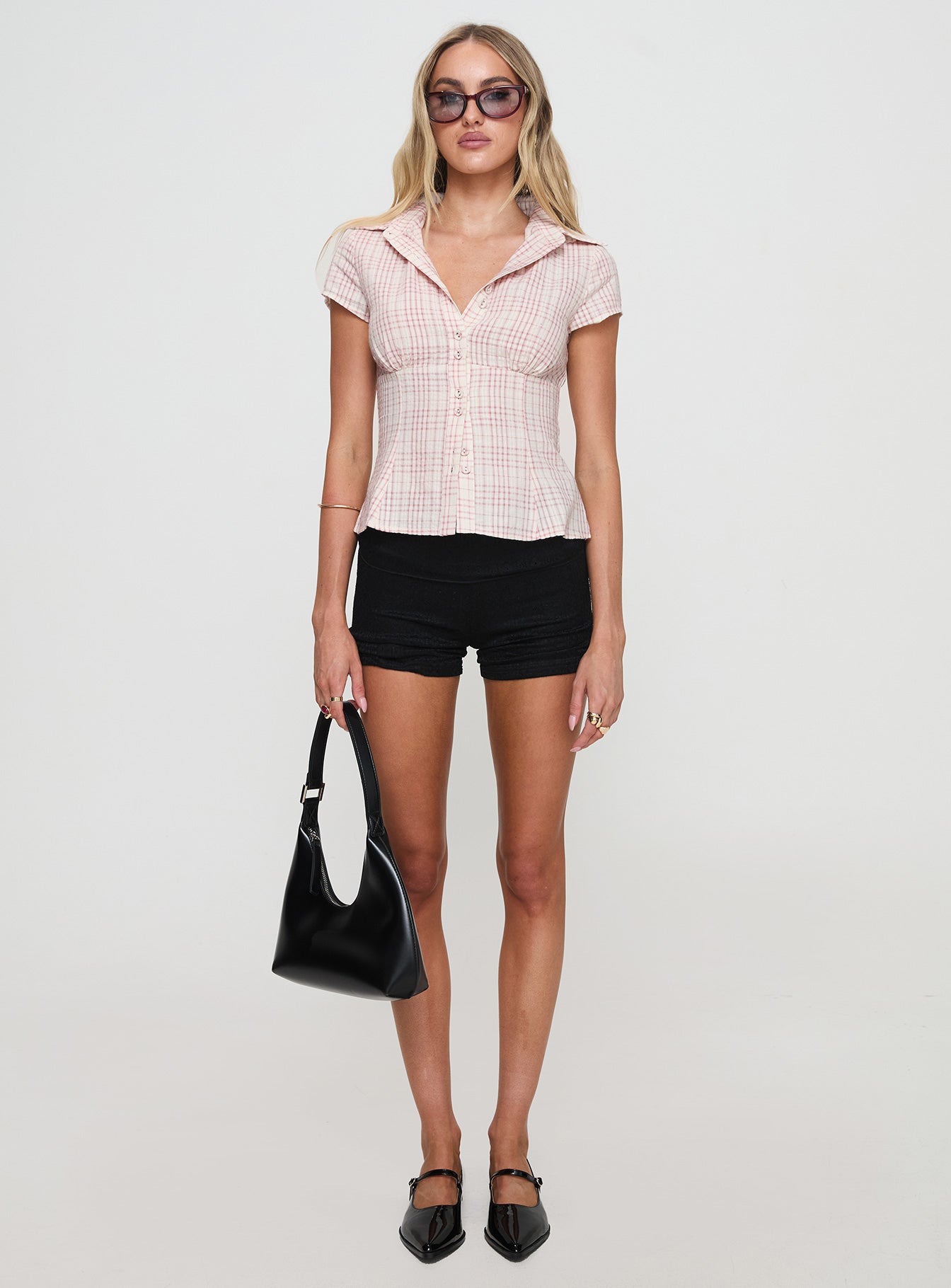 Cottesloe Blouse Top Pink Check Petite - Image 8