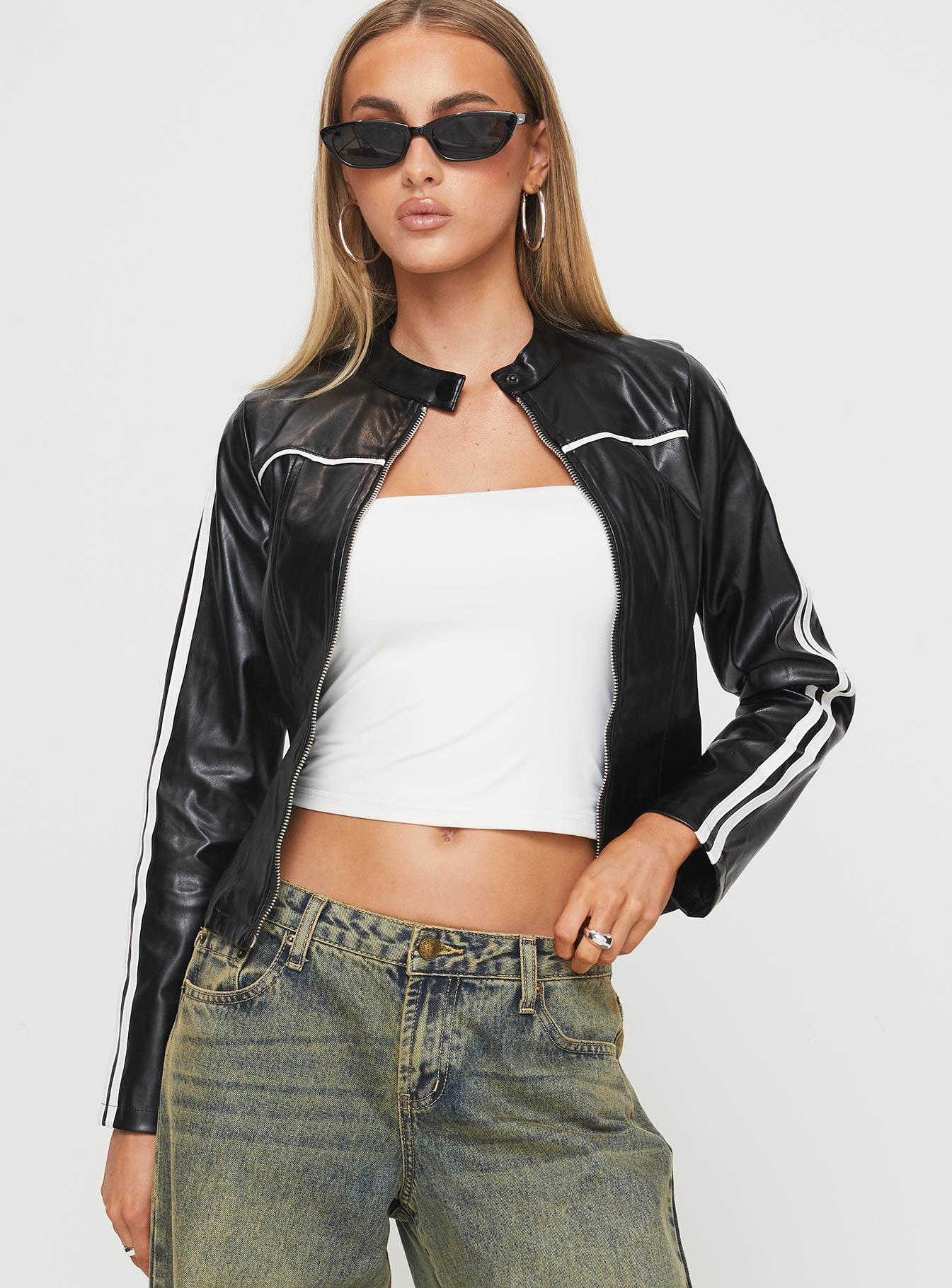 Lowgan Faux Leather Jacket Black - Image 7
