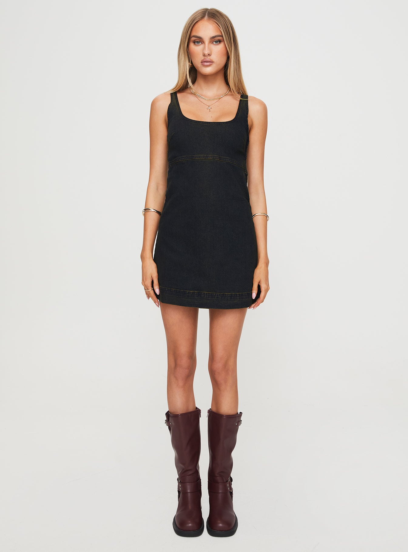 Rautha Denim Mini Dress Black - Image 7