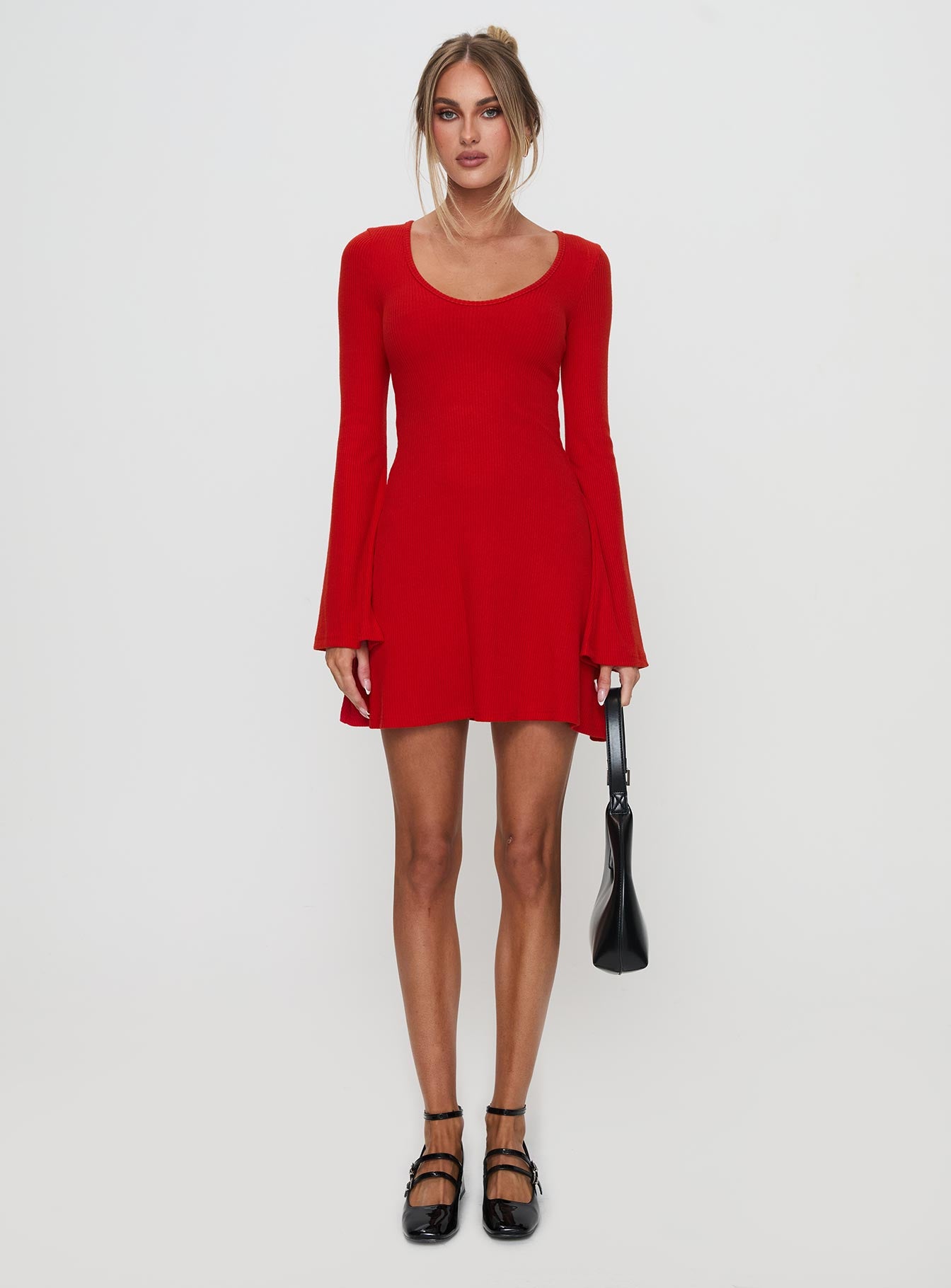 Best Interest Long Sleeve Mini Dress Red - Image 7