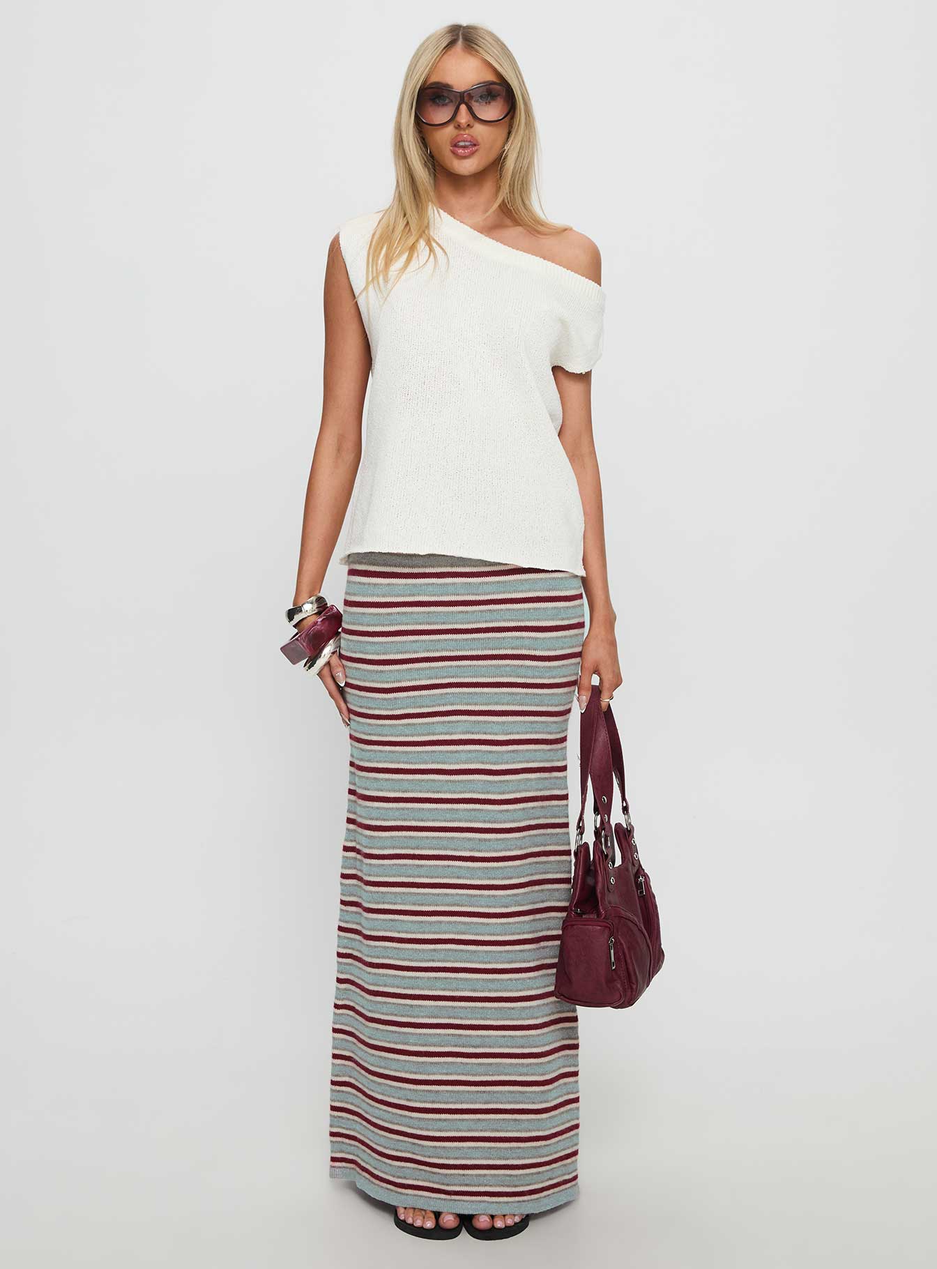 On Air Knit Maxi Skirt Multi Stripe - Image 6
