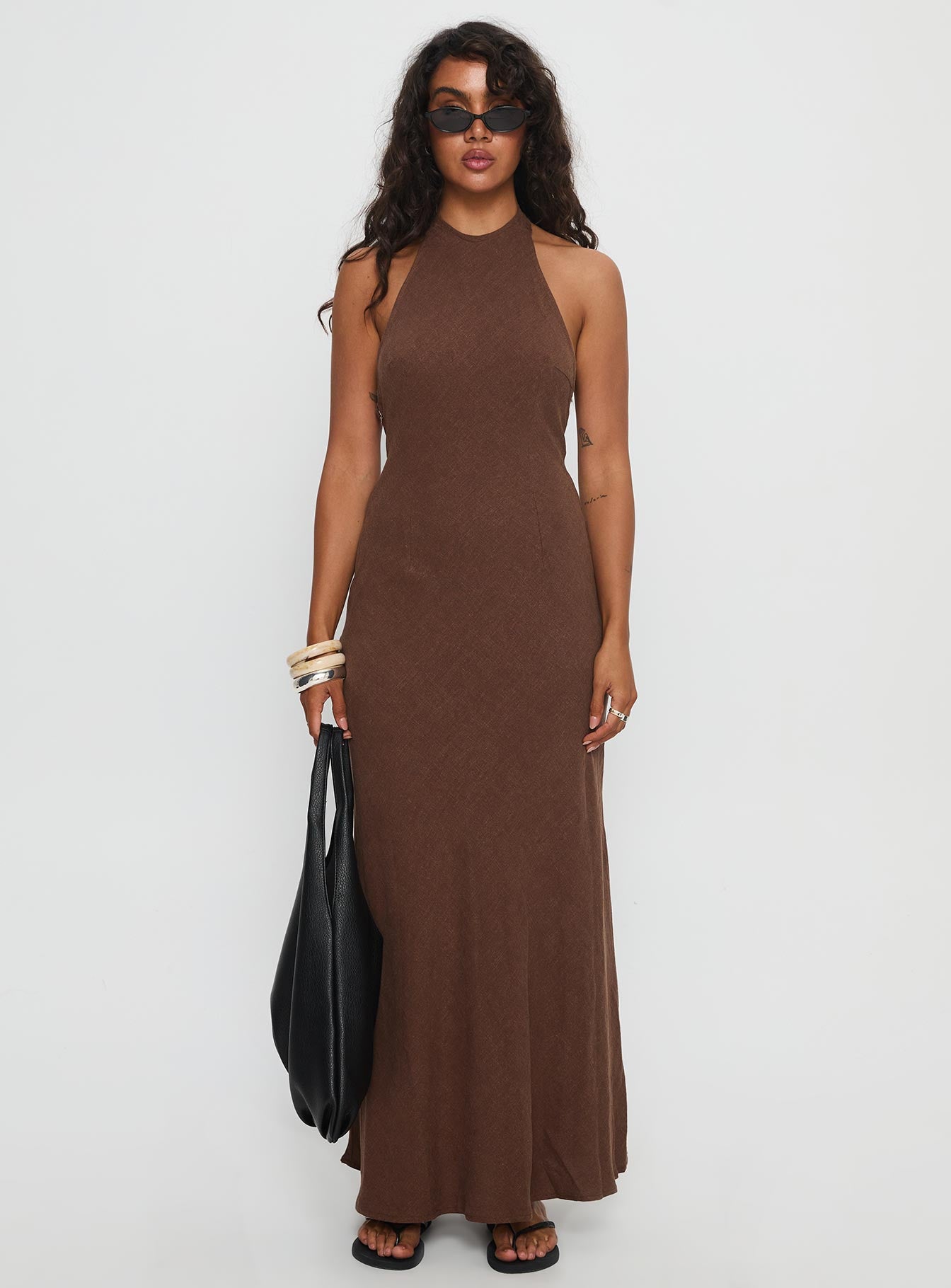 Annetta Halter Maxi Dress Chocolate - Image 7