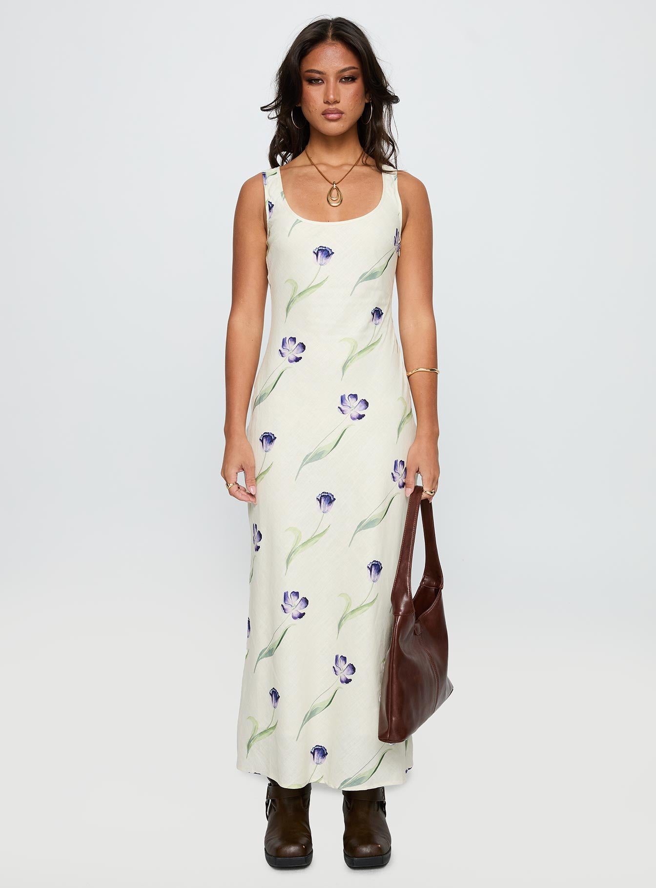 Jessabelle Linen Blend Midi Dress Cream Floral - Image 7