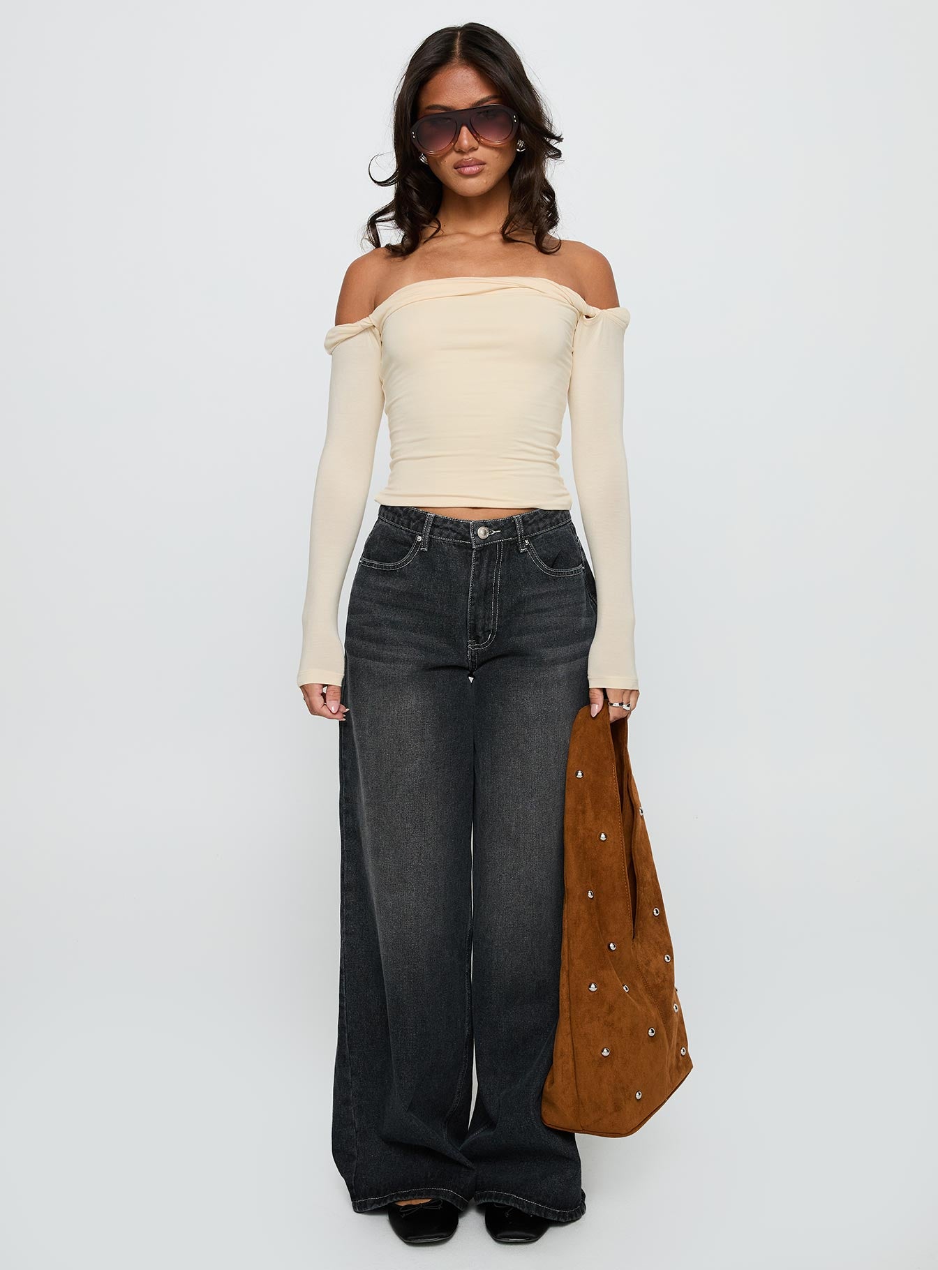 Naylor Wide Leg Jeans Grey Wash - Image 7