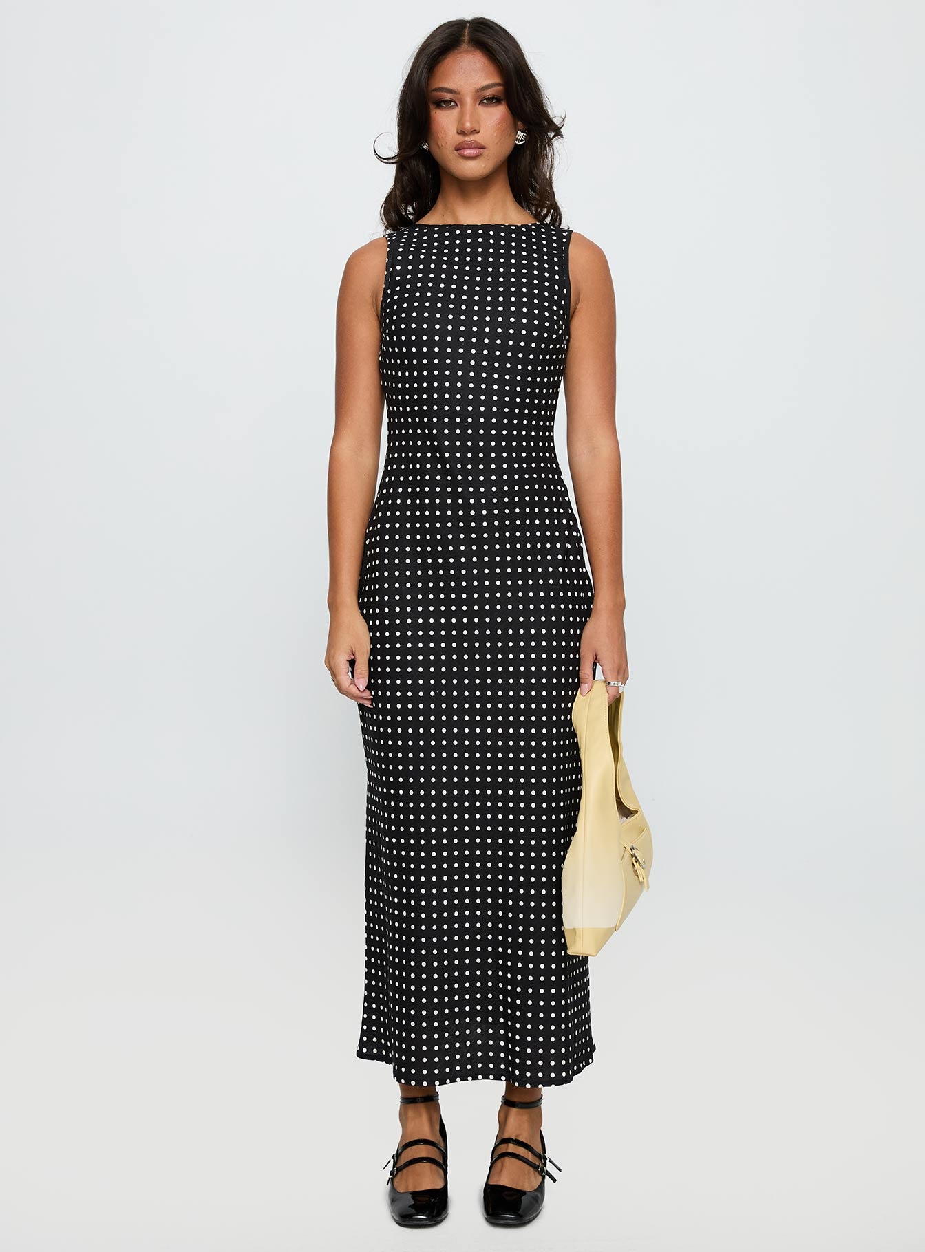Voyager Linen Blend Midi Dress Black Polka - Image 7