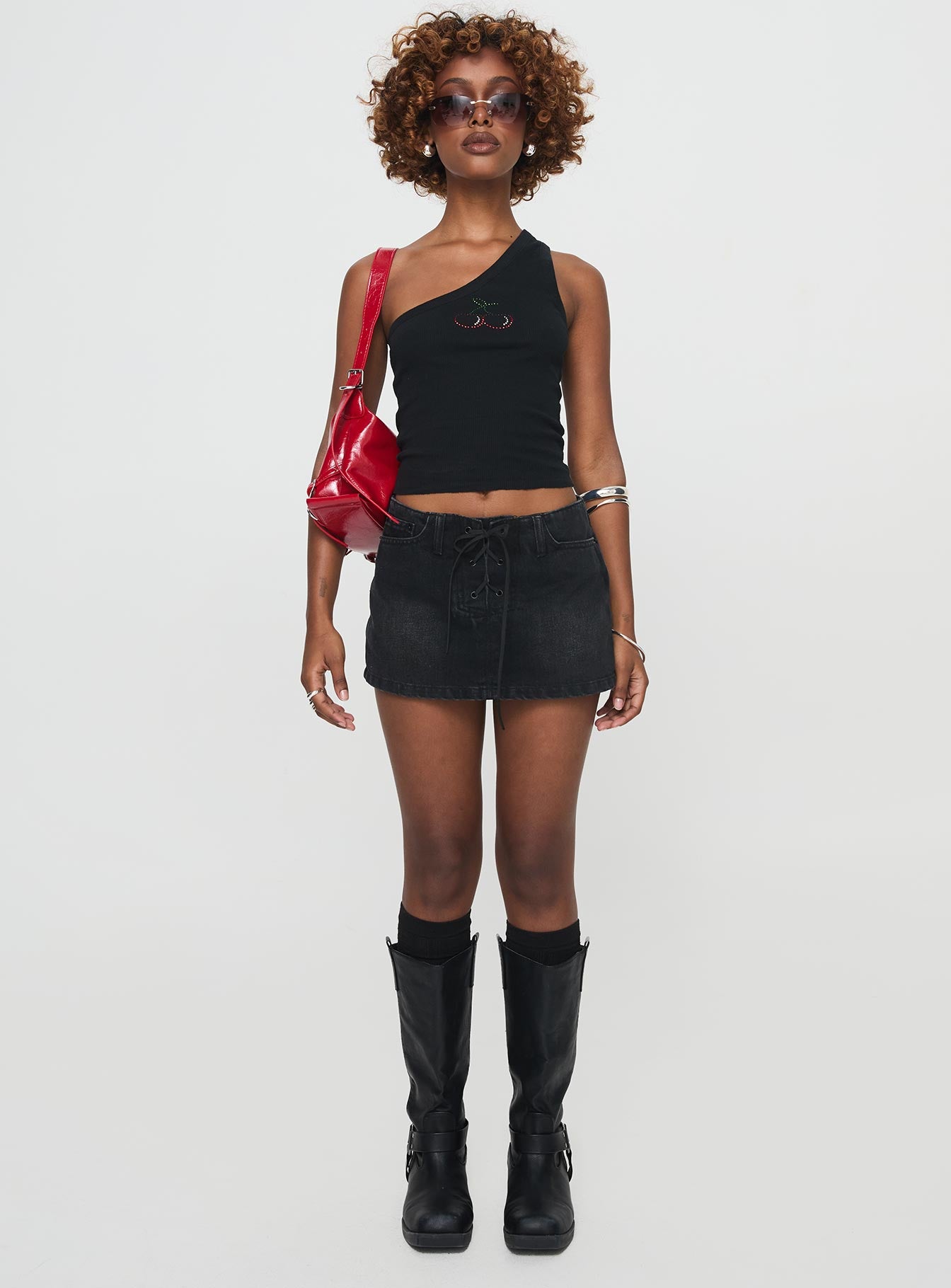 Jase One Shoulder Top Black - Image 9