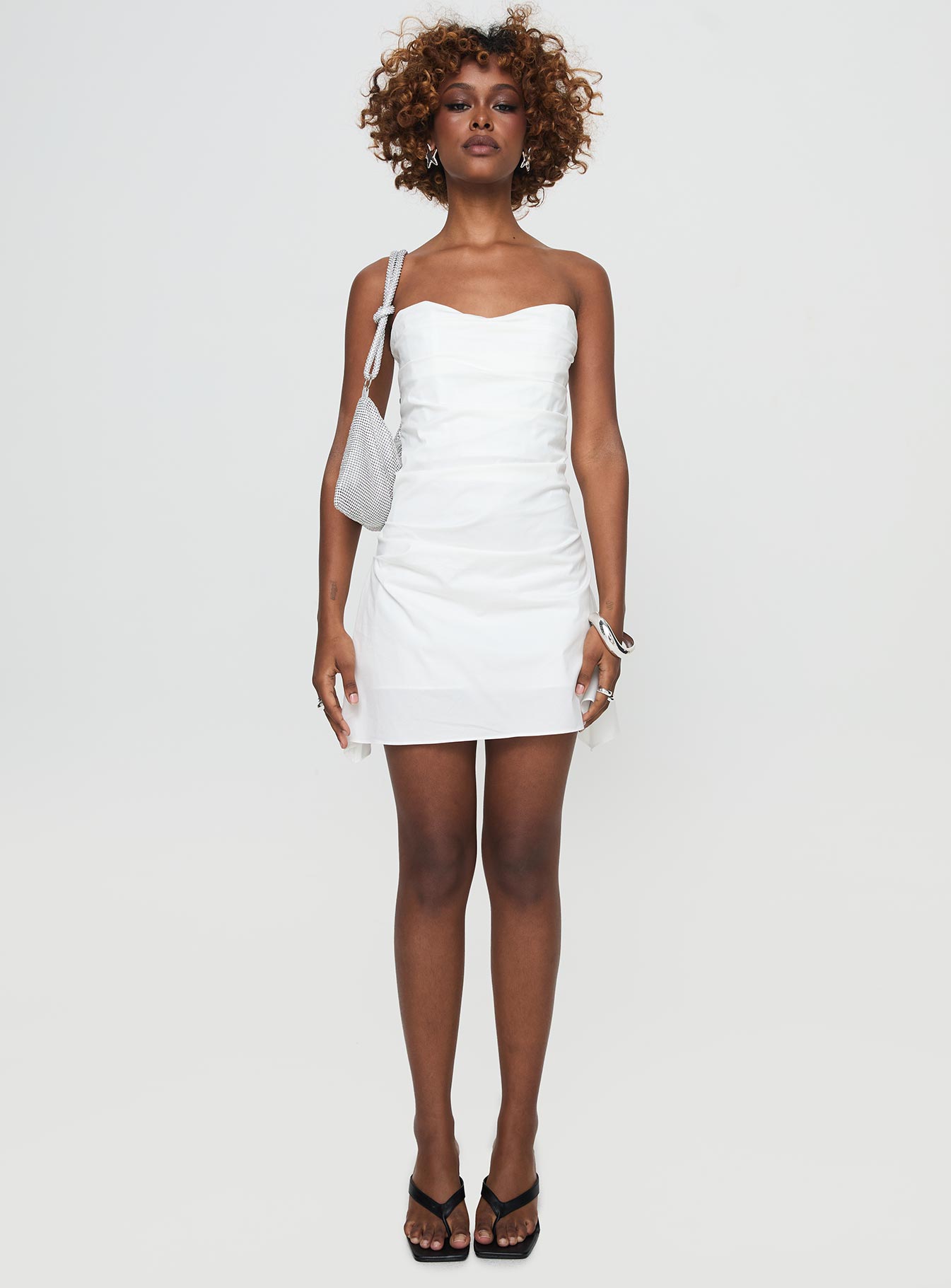 Bradwell Strapless Mini Dress White - Image 7