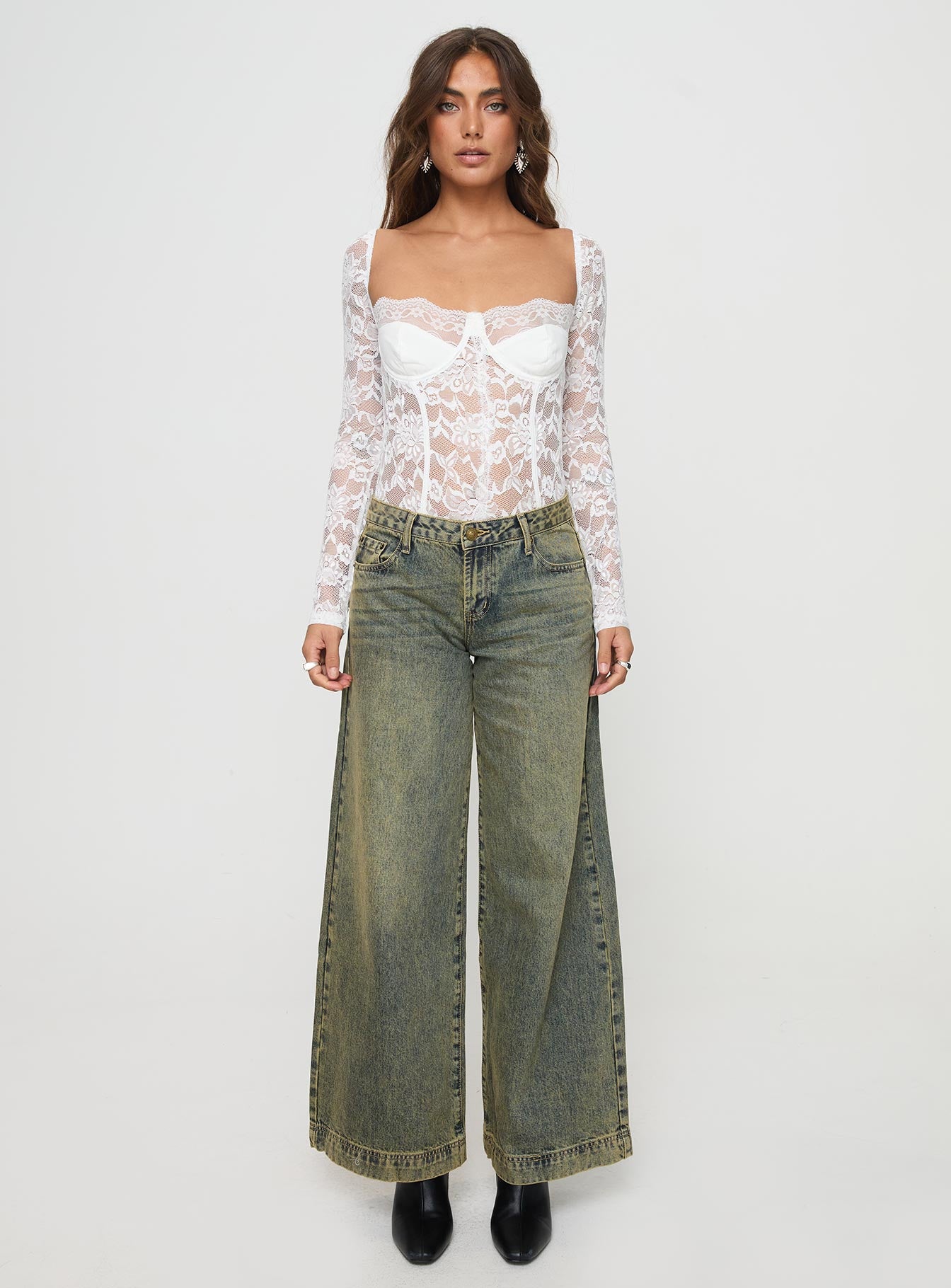 Cadrot Long Sleeve Lace Bodysuit White - Image 7