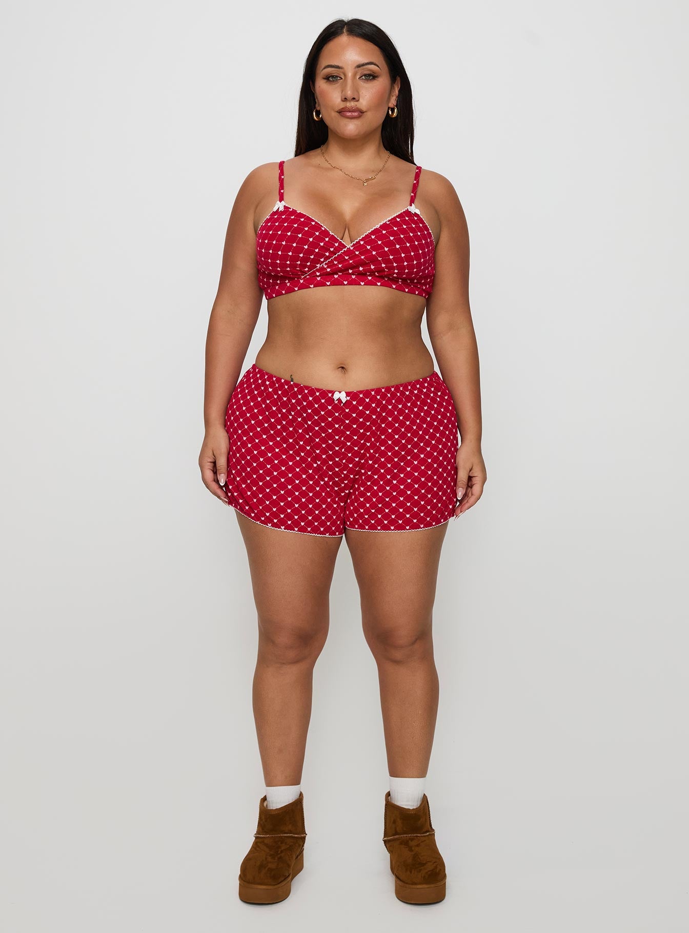Slumber Pointelle Sleep Bralette Red Curve - Image 6