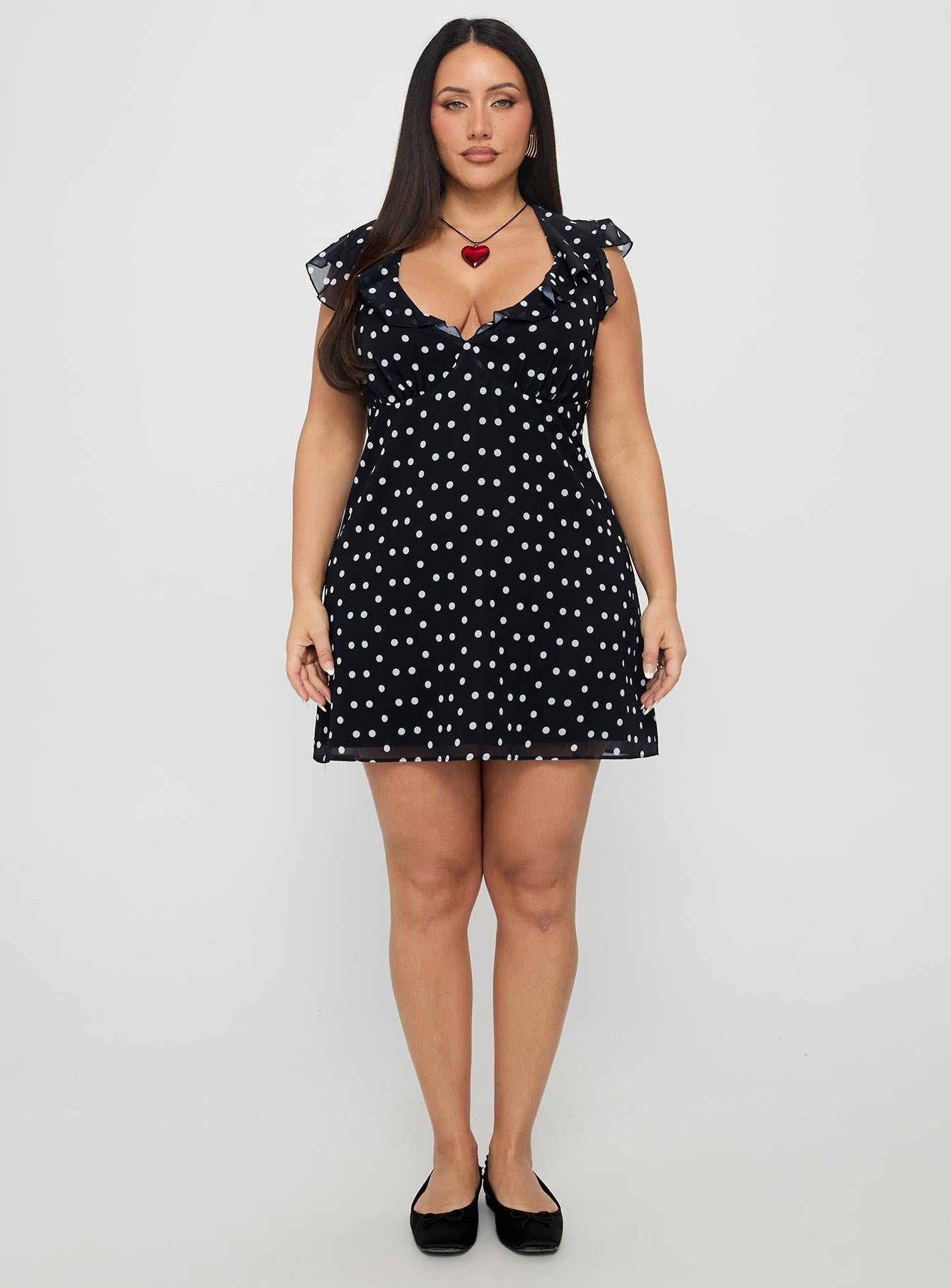 I Guess So Mini Dress Black Polka Dot Curve - Image 7