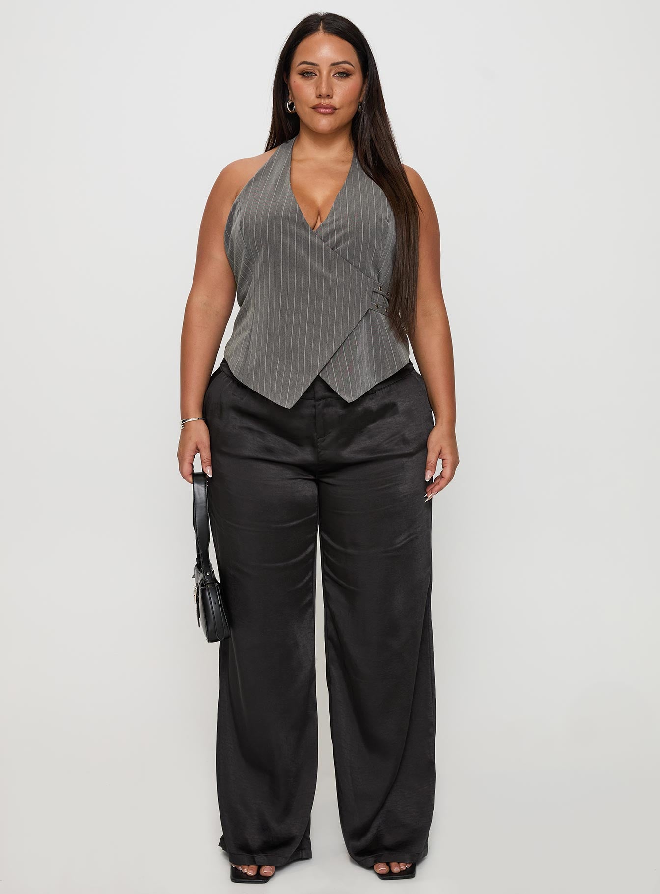 First Place Low Rise Satin Pant Black Curve - Image 7