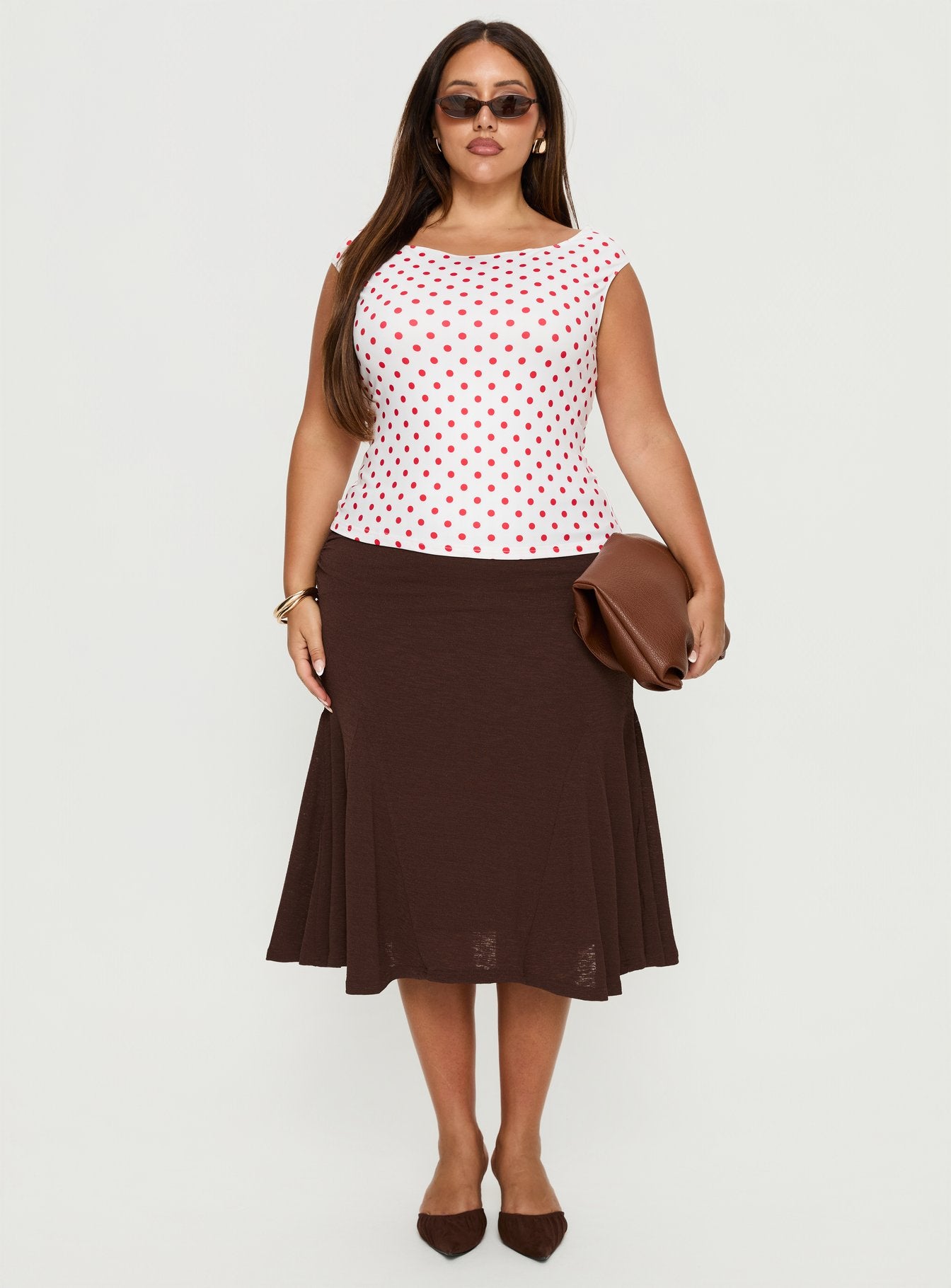 Lewish Low Rise Midi Skirt Chocolate Curve - Image 7