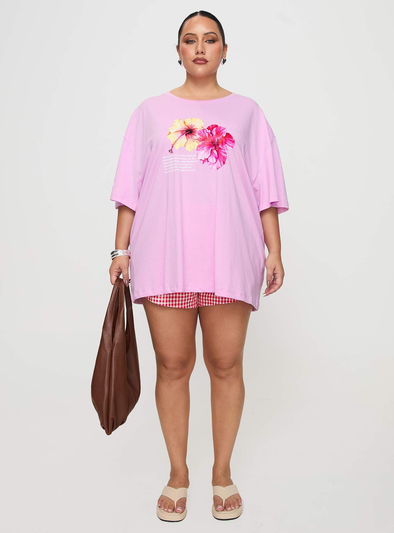 Hibiscus Haven Oversized Tee Pink Curve - Image 7