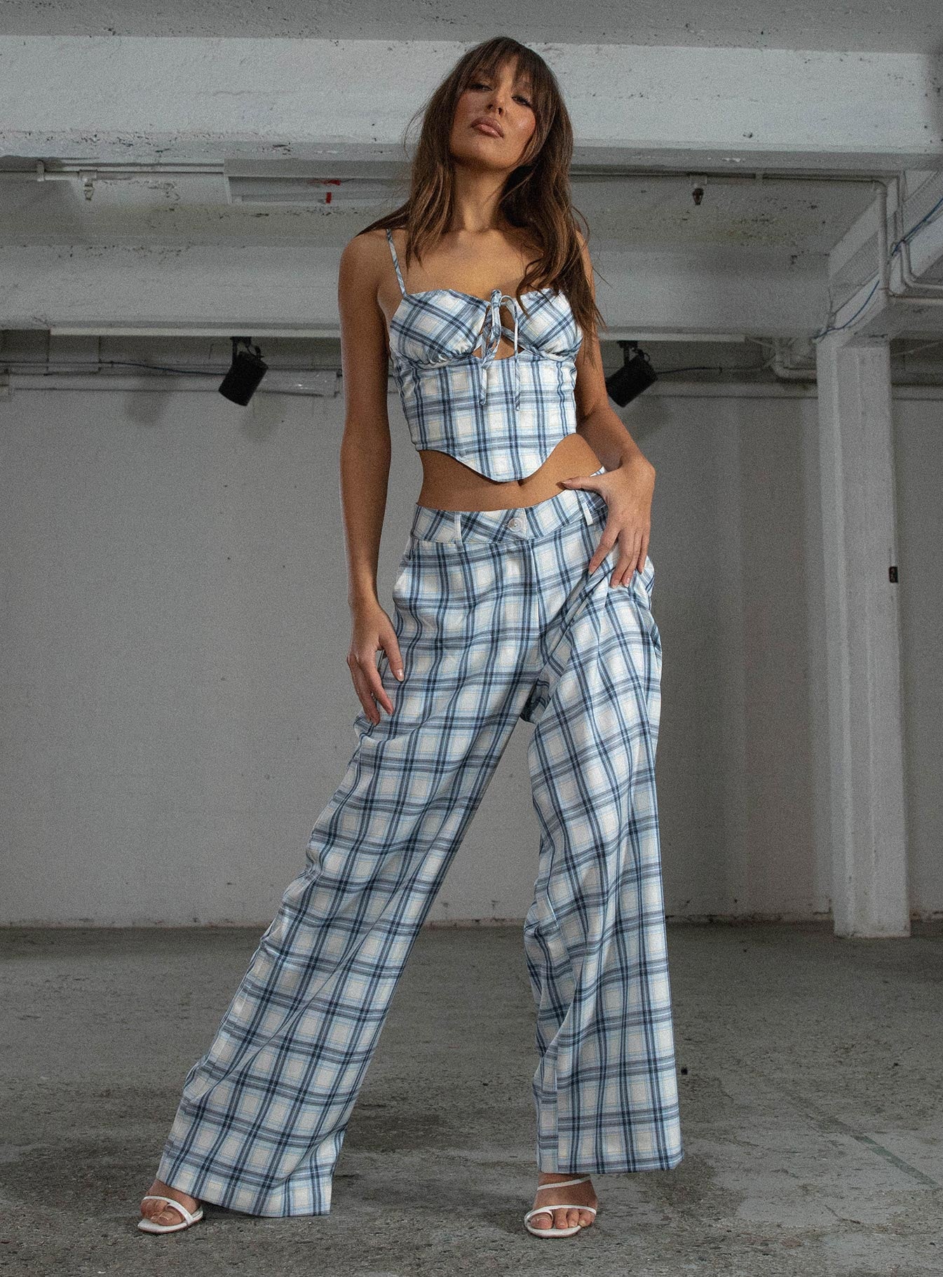 JGR & STN Cami Plaid Trouser Blue Check - Image 6