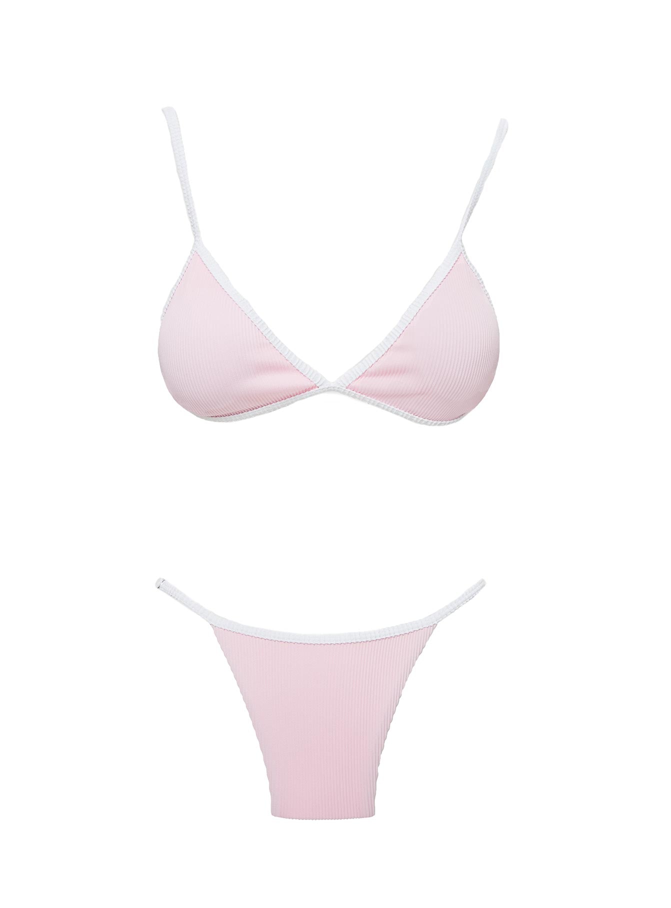 Olivia Adjustable Triangle Bikini Top Pink / White - Image 5