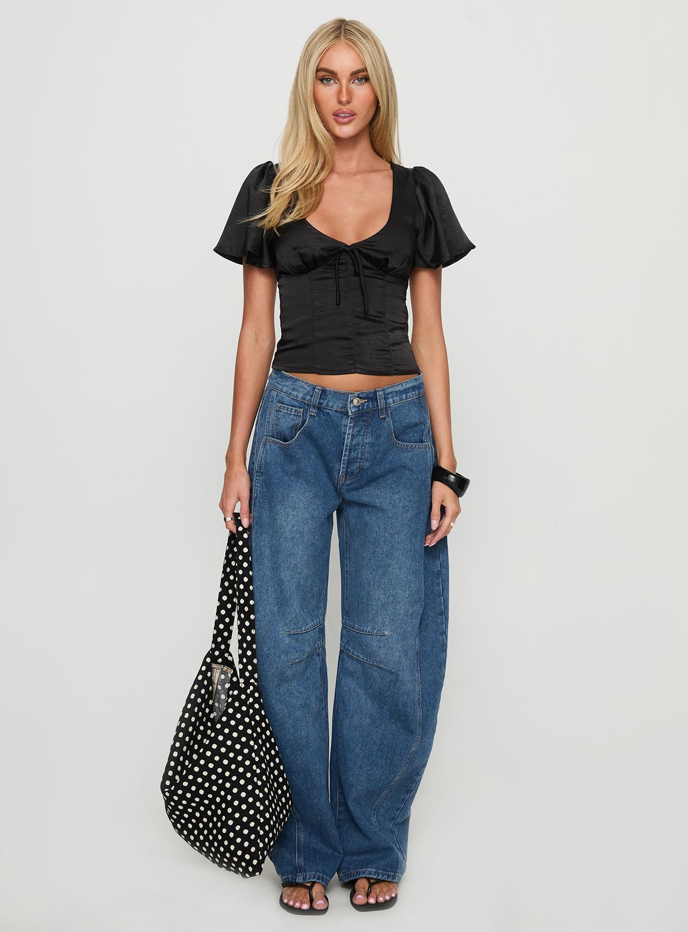 Sun Will Rise Tie Detail Top Black - Image 6