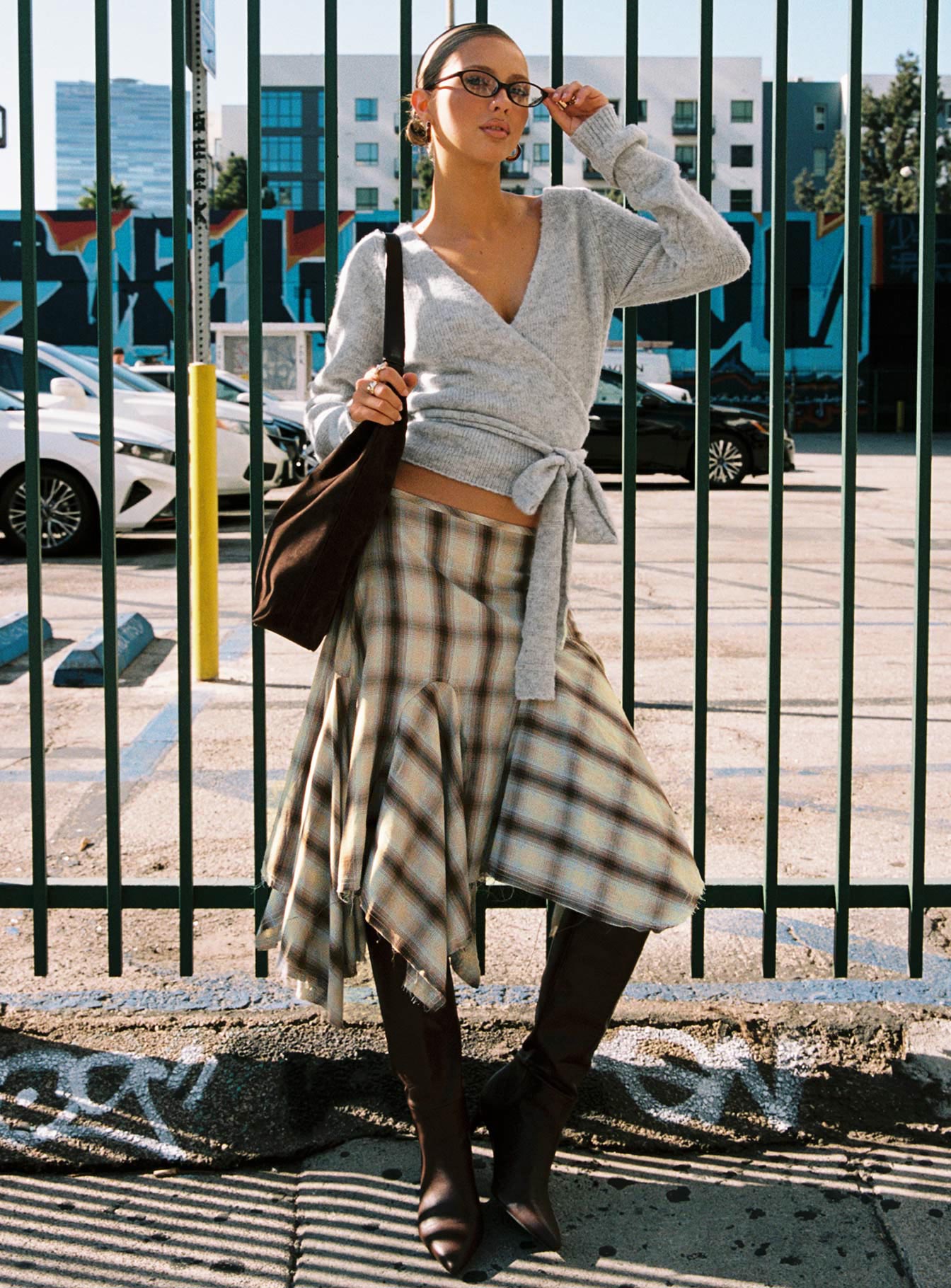 Toshie Asymmetrical Midi Skirt Multi Check - Image 9