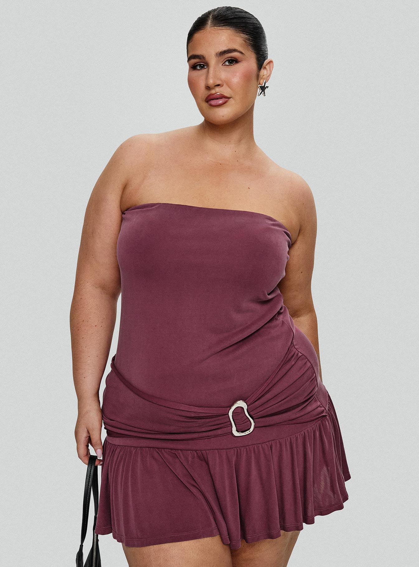 Love Lingers Strapless Mini Dress Burgundy Curve - Image 8