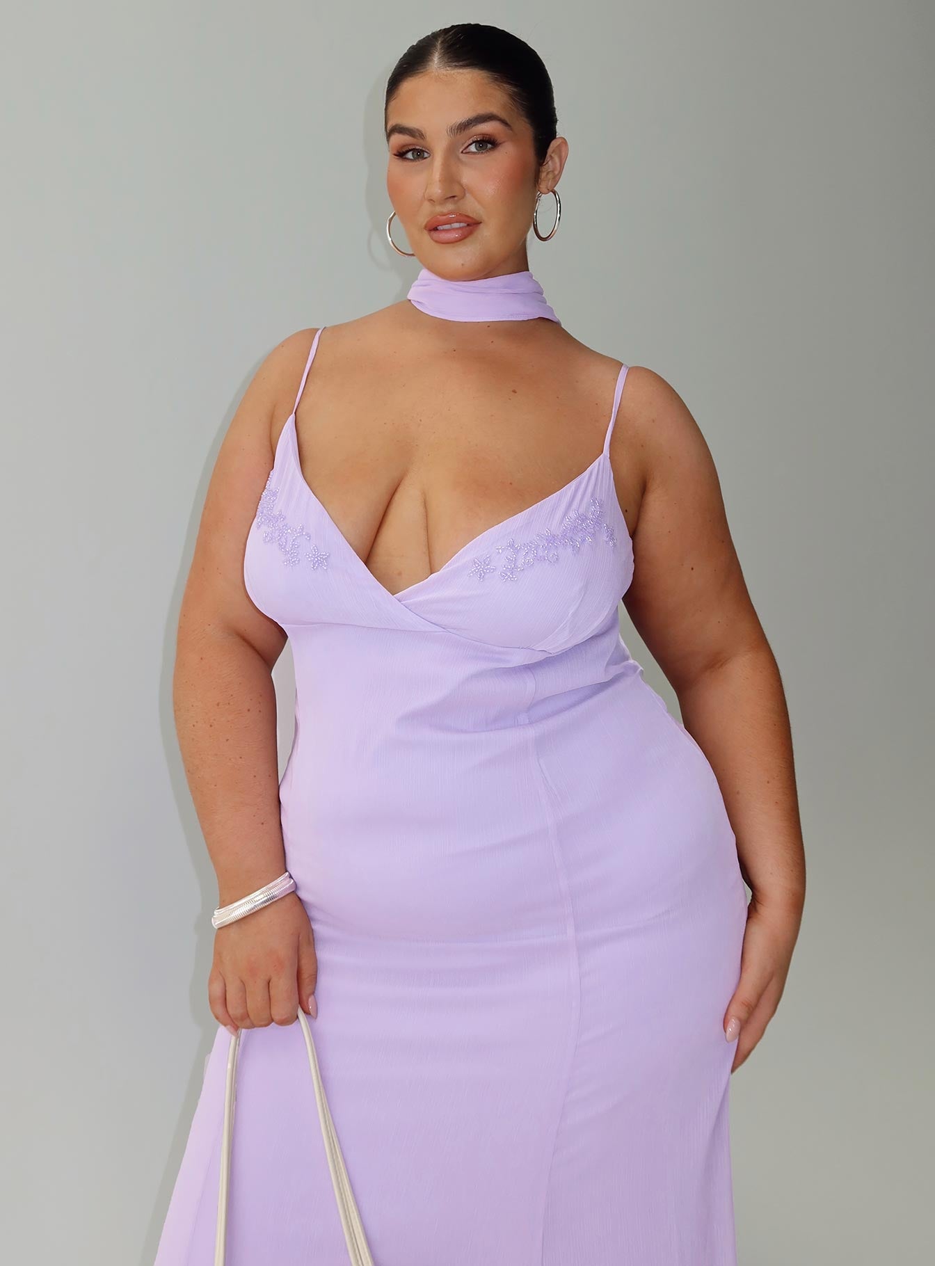 Jadira Scarf Maxi Dress Purple Curve - Image 8