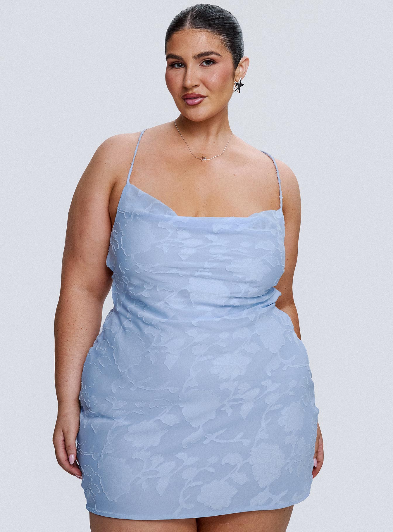 Celena Mini Dress Light Blue Burnout Curve - Image 8