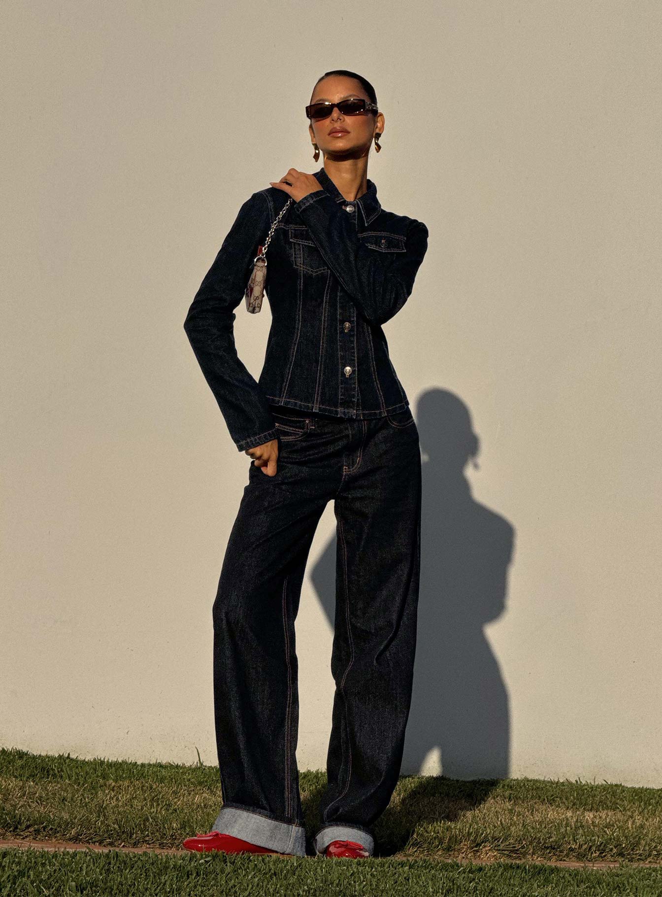 Top Model Low Rise Straight Leg Cuffed Jean Dark Denim - Image 8