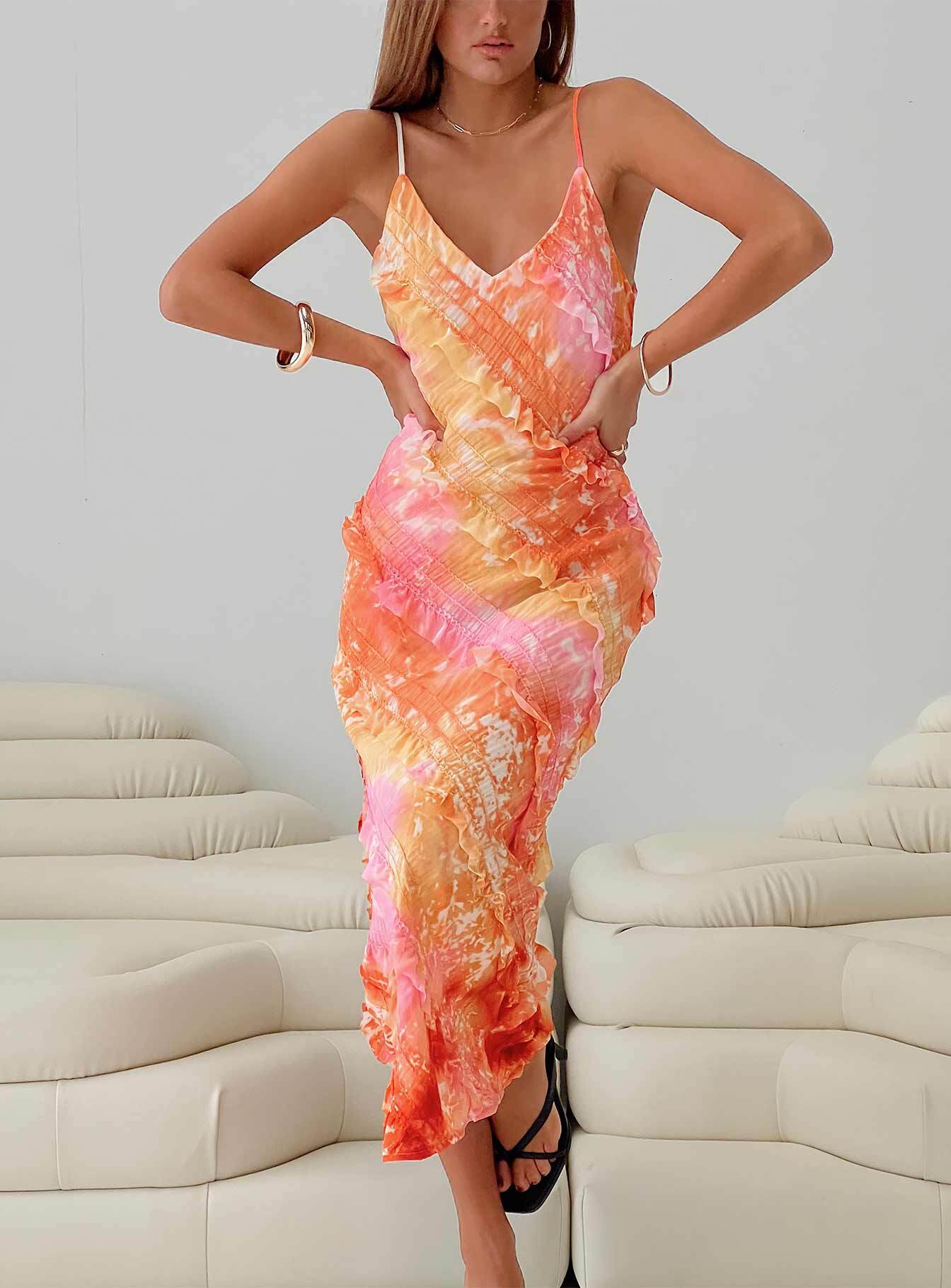 Lars Maxi Dress Orange Multi - Image 9