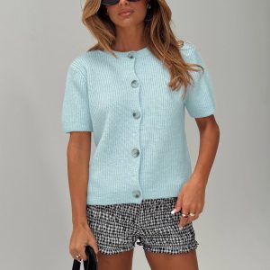 Wait A Lifetime Short Sleeve Cardigan Blue