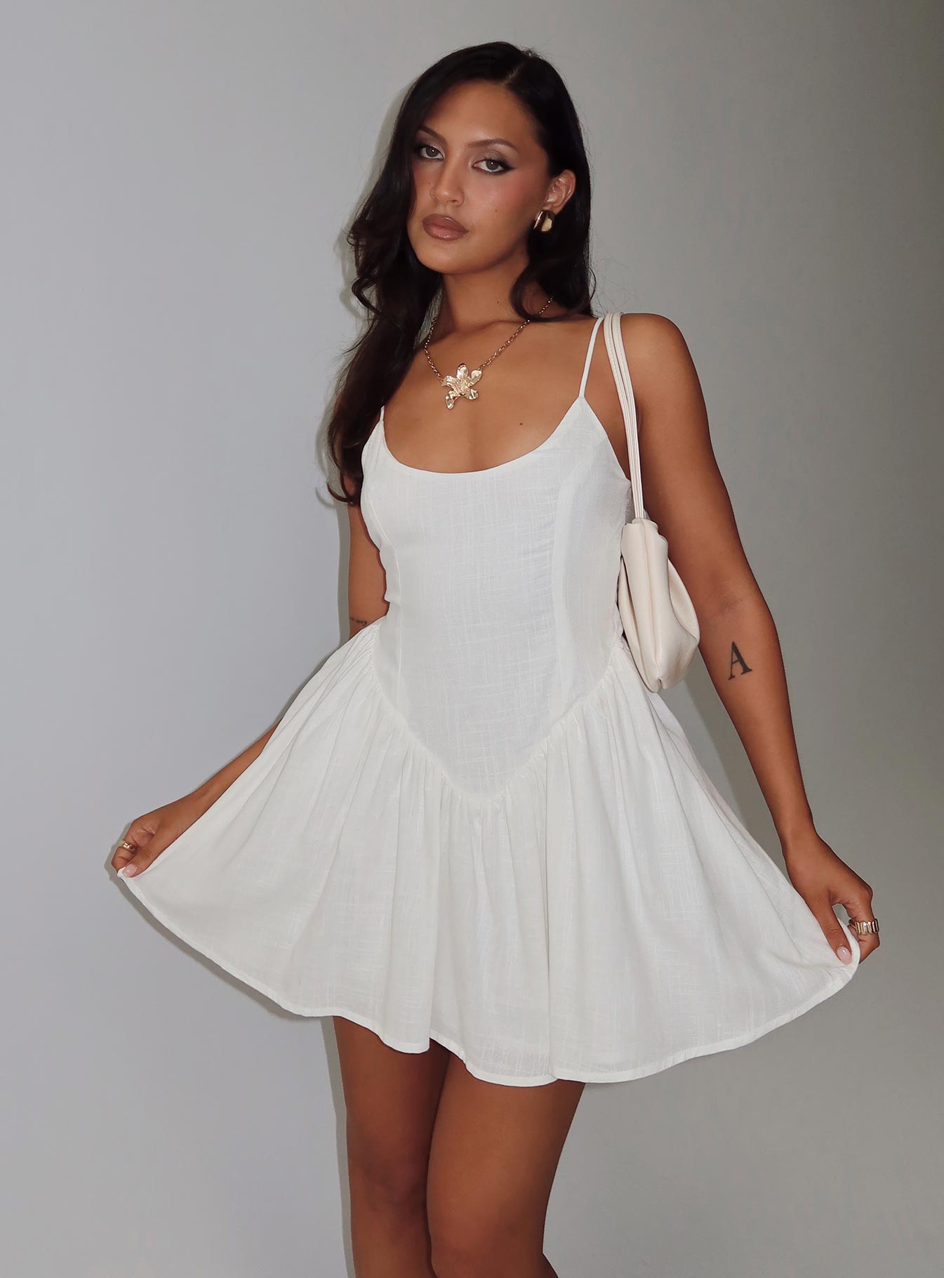 Angel Wings Tie Up Mini Dress White - Image 8