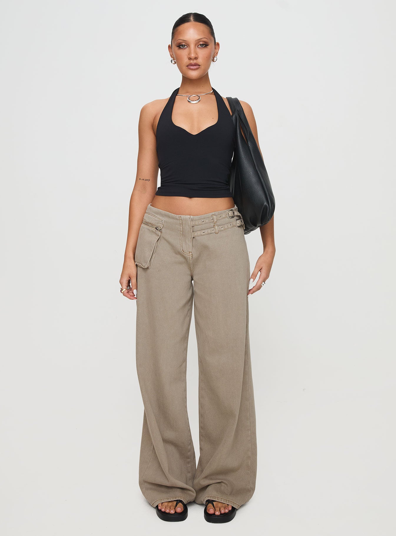 Paltrow Mid Rise Wide Leg Cargo Jeans Washed Brown - Image 7