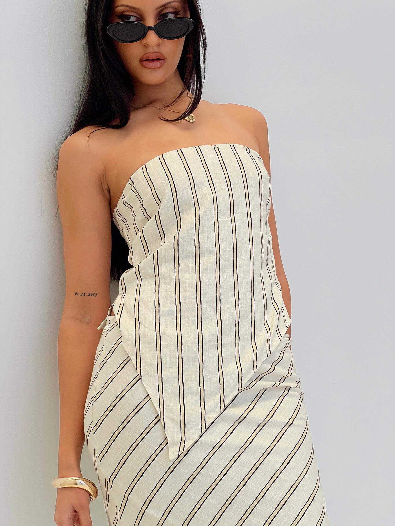 Birdie Asymmetric Linen Blend Top Cream - Image 8