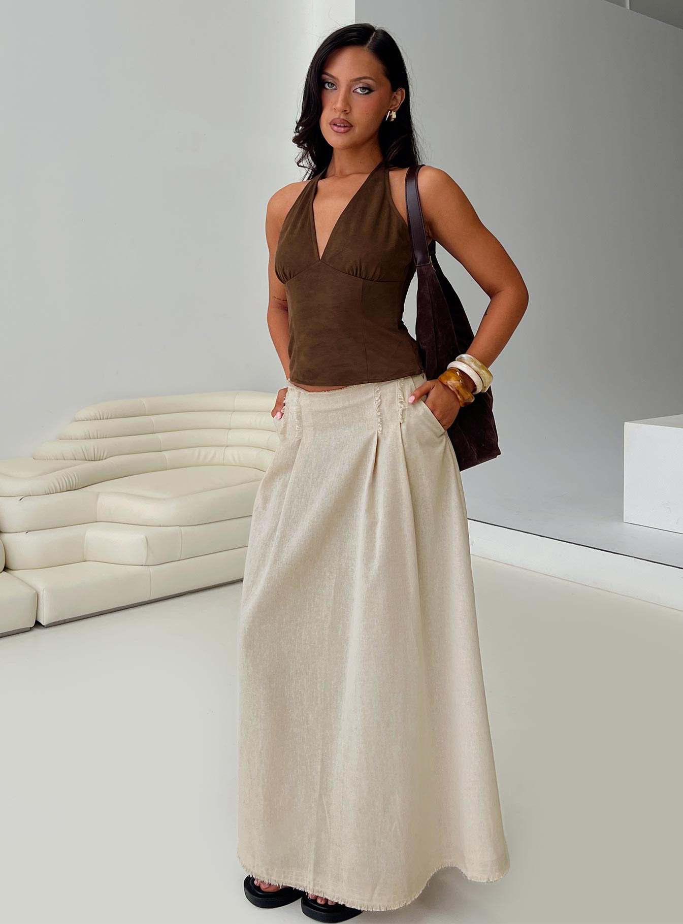 Bohemian Spirit Maxi Skirt Beige - Image 8