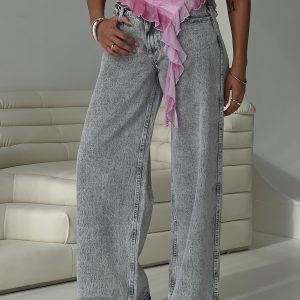 Brayden Low Wise Relaxed Jeans Grey Acid Wash