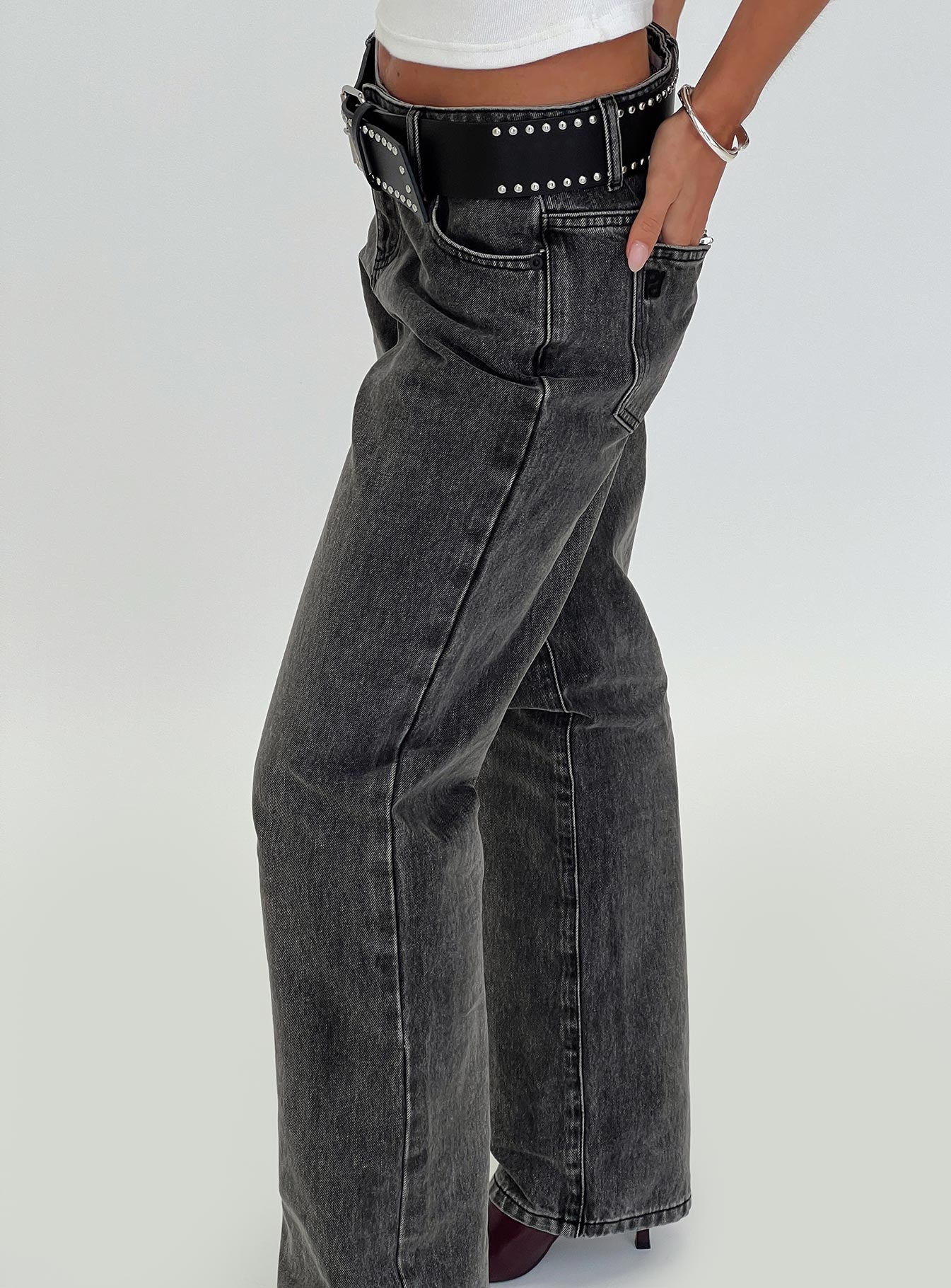 Better Half Low Rise Straight Leg Jeans Charcoal - Image 10