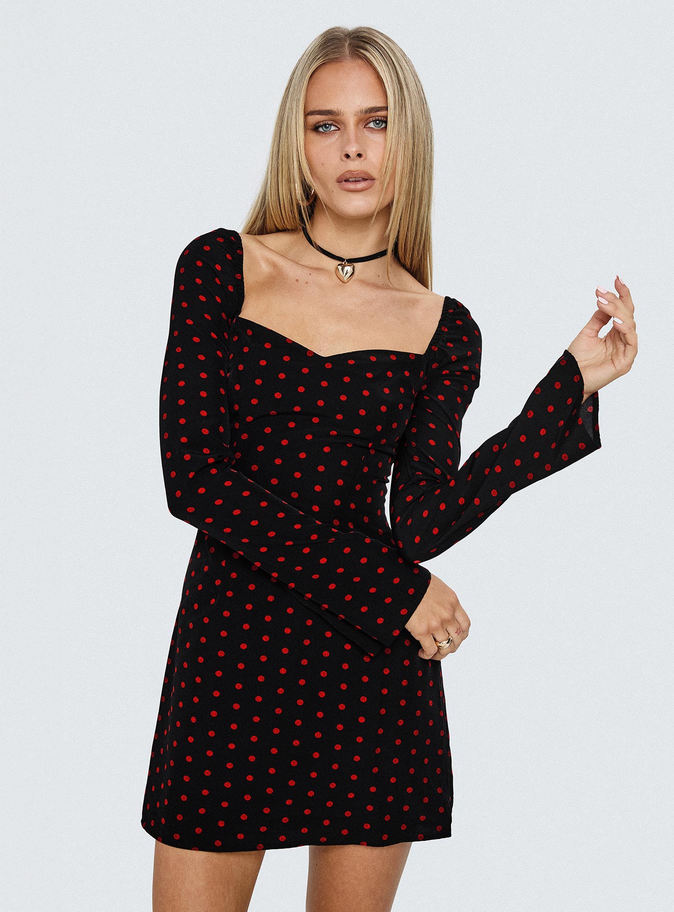 Addisen Long Sleeve Mini Dress Polka Dot - Image 8