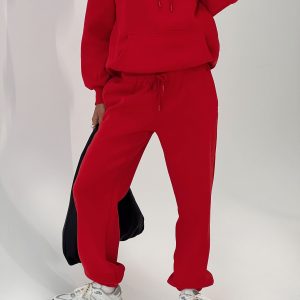 Dream Fleece Ankle Cuff Sweatpants Red