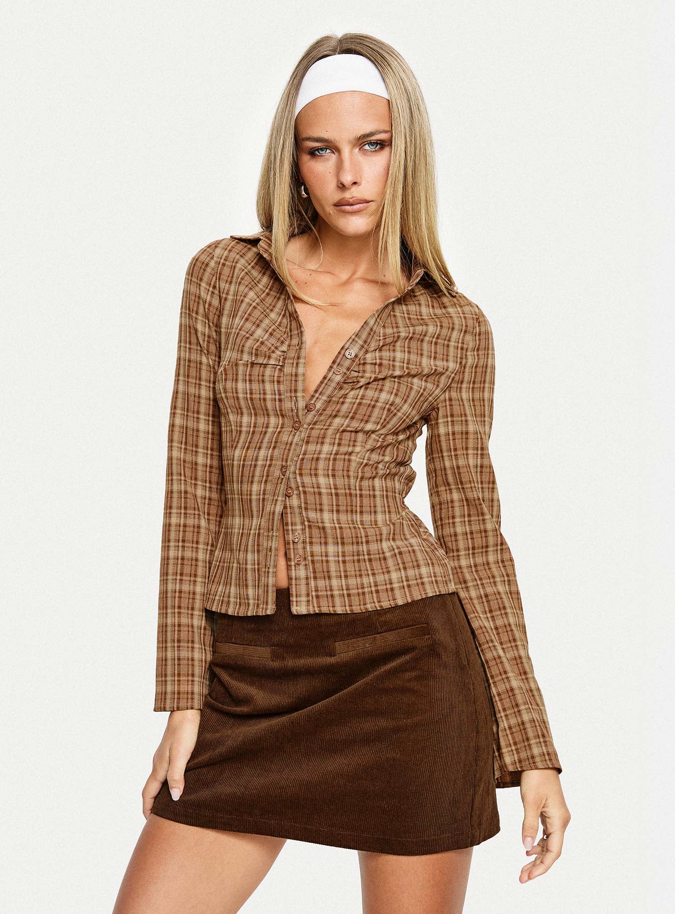 Araceli Corduroy Mini Skirt Brown - Image 8